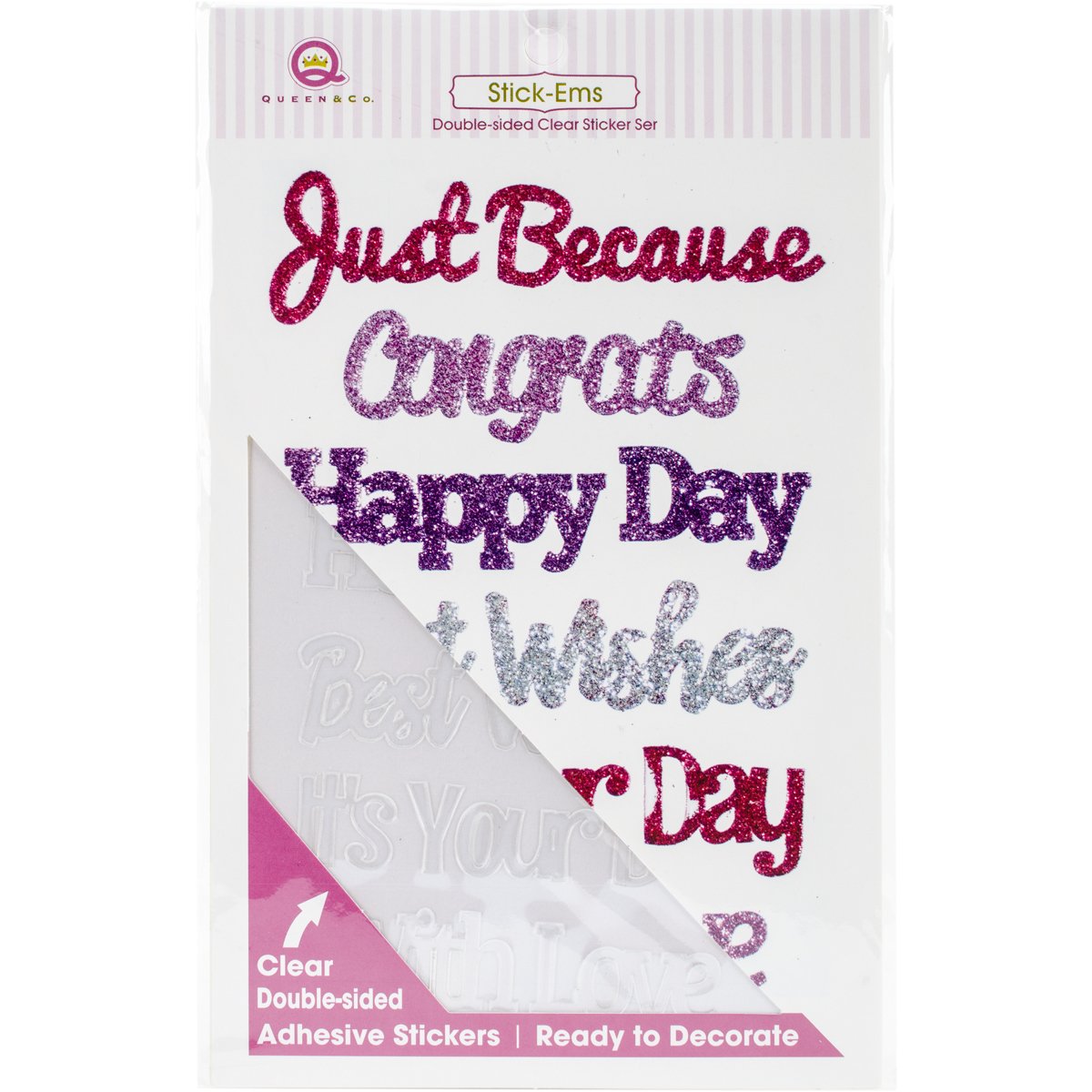 Queen&Co Toppings Stick'ems Everyday Sentiments - Self-Adhesive Embellishments for Scrapbooking, Card Making & DIY Crafts - Perfect for Journals, Planners, and Home Decor Projects