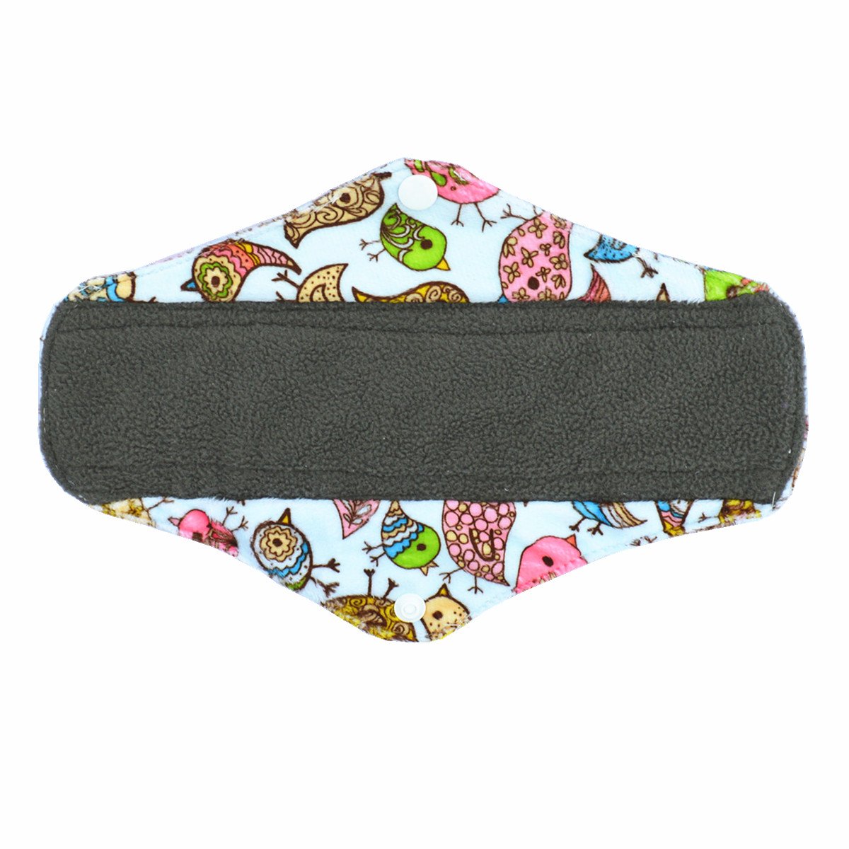 10 Inch Regular Charcoal Bamboo Reusable Sanitary Pads for Women - Eco-Friendly Menstrual Pads, Soft & Absorbent Mama Cloth with Bird Design - Perfect for Daily Use, Travel, and Sensitive Skin