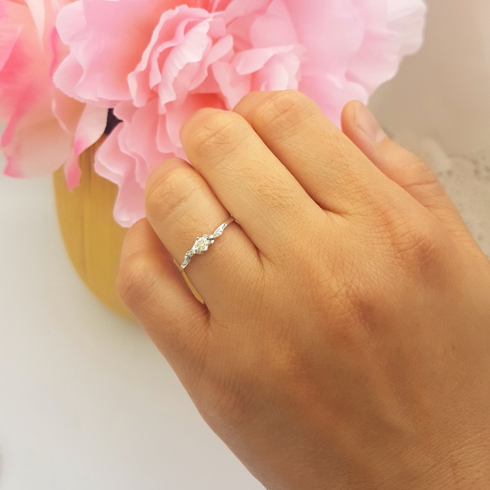 0.18 Carat 14K Solid Gold Round Diamond Engagement Ring for Women - Dazzlingrock Collection | Bridal, Promise, Anniversary Gift for Her | Perfect for Proposals, Weddings & Special Occasions
