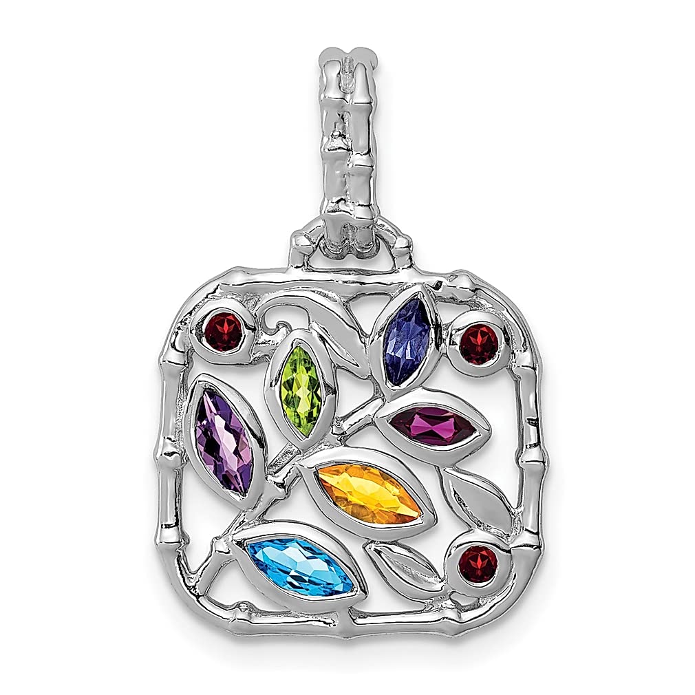925 Sterling Silver Multi Gemstone Pendant Necklace for Women - Elegant Fine Jewelry Gift for Her, Perfect for Anniversaries, Birthdays & Special Occasions
