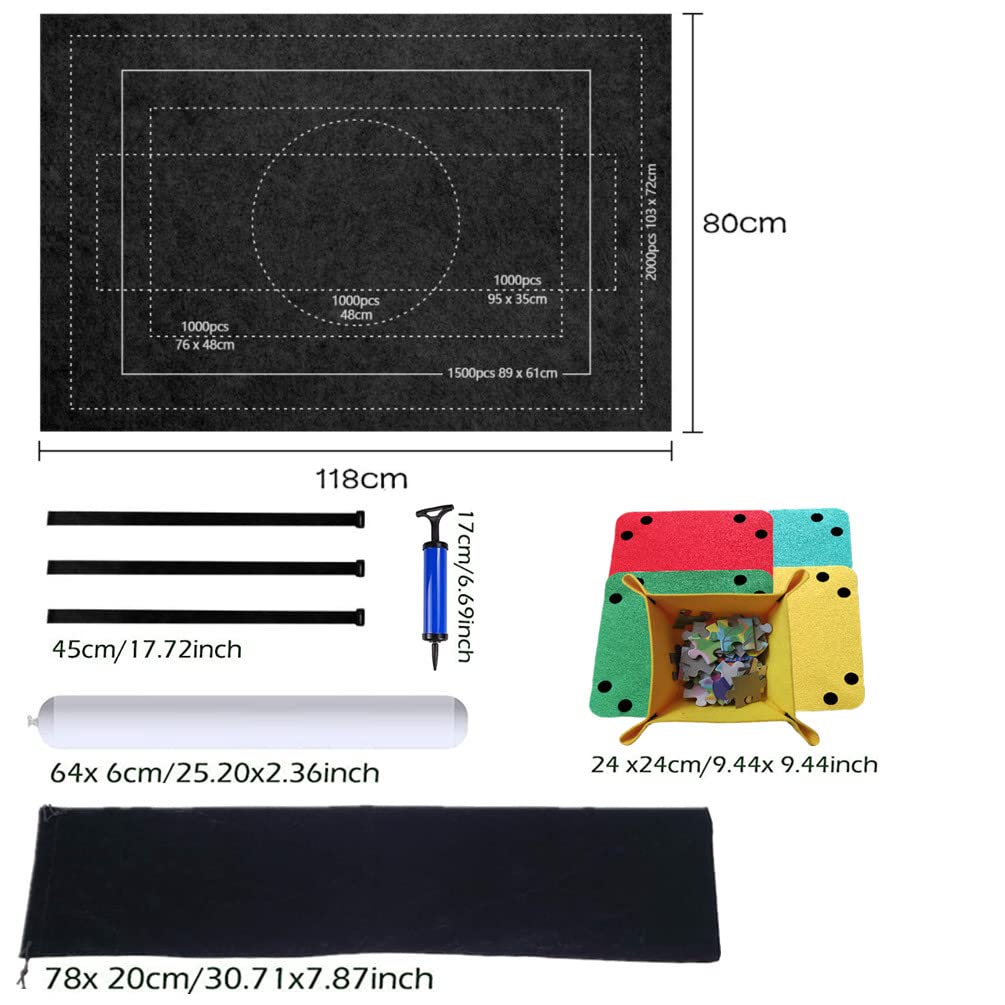 BangShou 2000-Piece Puzzle Mat with Inflatable Roller, Felt Jigsaw Mat Board, Puzzle Storage Mat, Foldable Puzzle Saver with Air Pump – Perfect for Organizing and Protecting Large Puzzles at Home or On the Go