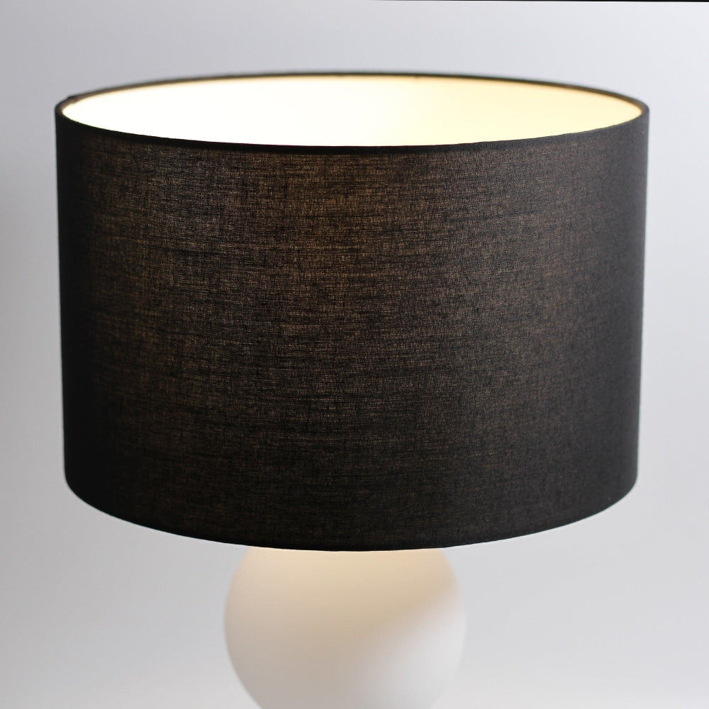 Angie Modern Fabric Shade Metal Table Lamp in Pewter - Stylish Orb Design for Living Room, Bedroom & Office Lighting Decor