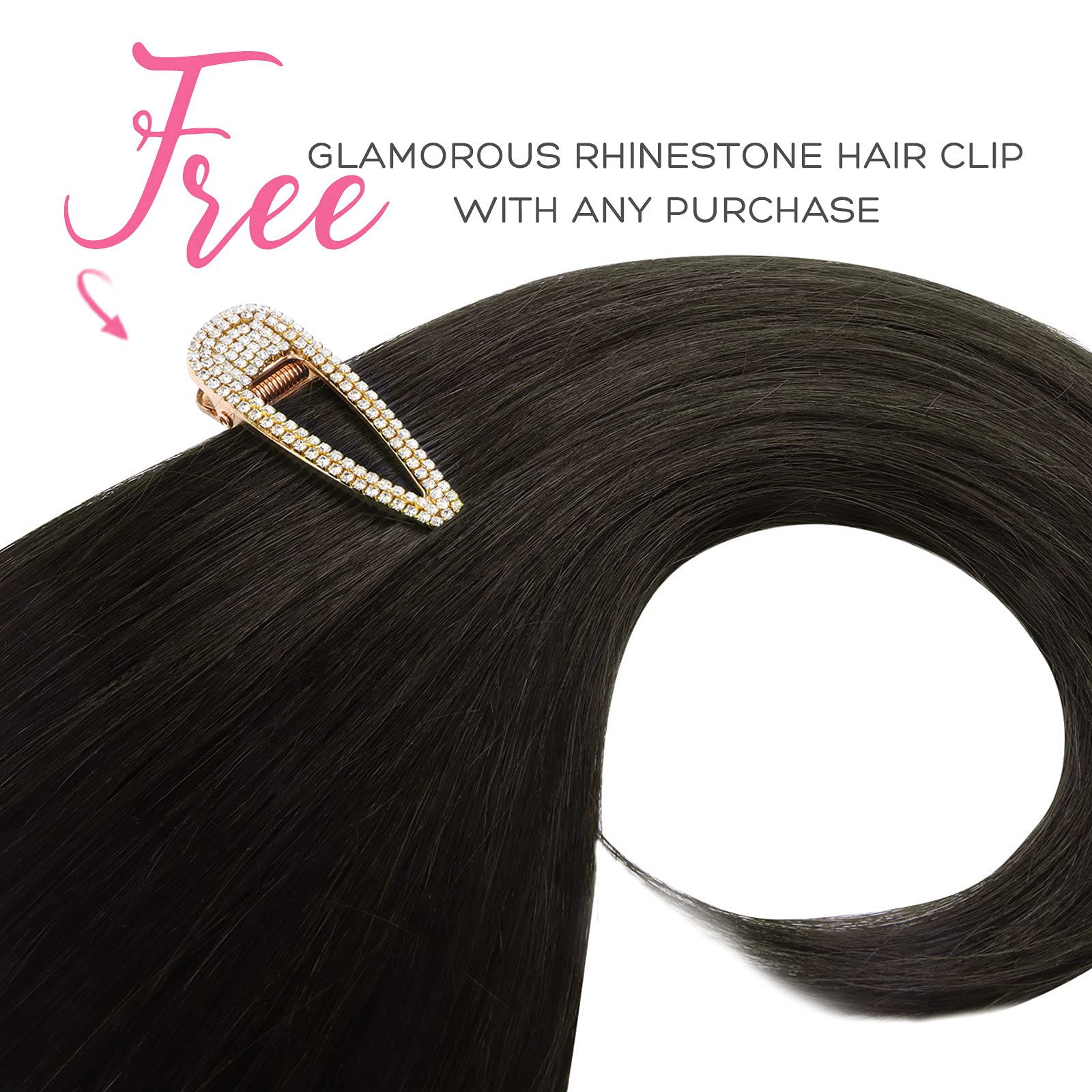 Marat Clip in Human Hair Extensions 18 Inch Straight Dark Brown 120g - Natural Look for Daily Wear, Parties & Special Occasions
