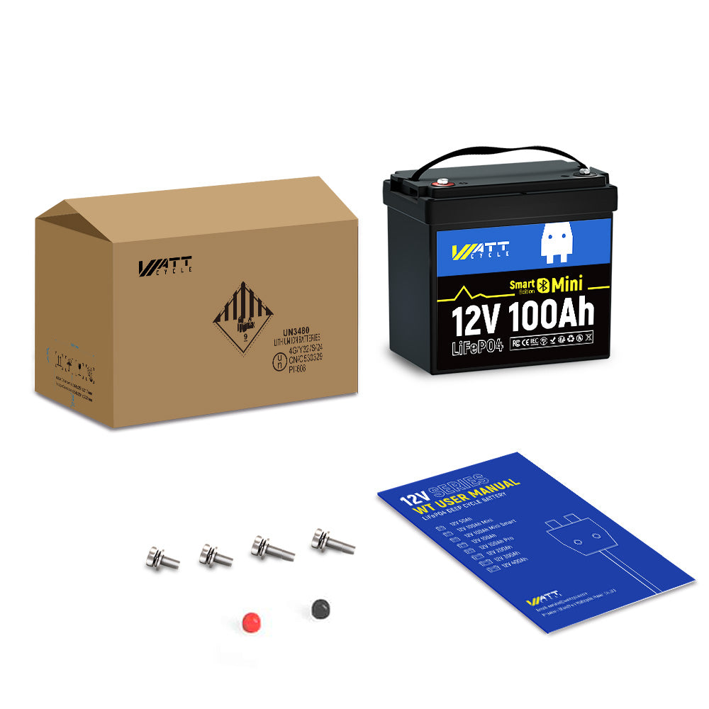 12V 100Ah Mini LiFePO4 Lithium Battery with Bluetooth Monitoring - Perfect for RV, Solar Power, Marine & Off-Grid Applications