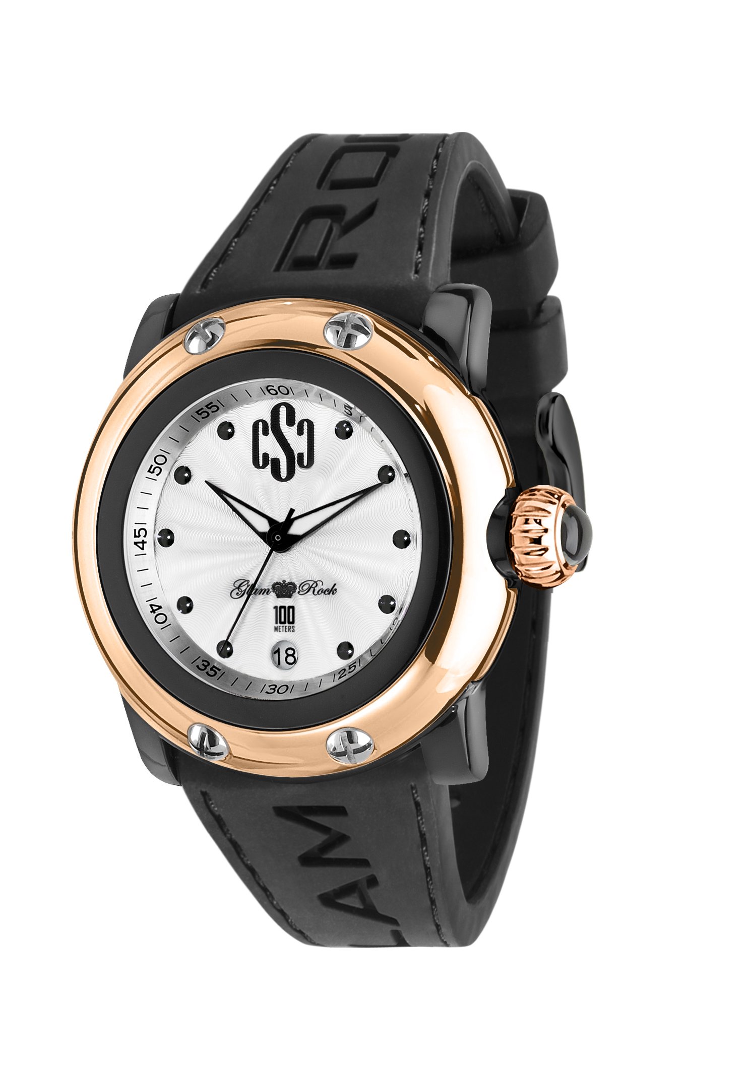 Glam Rock Women's GR64000 Miami Beach Silver Dial Black Silicone Watch - Stylish & Waterproof for Everyday Wear, Beach Outings & Nightlife