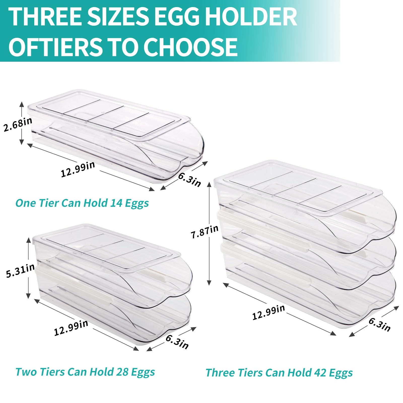 Automatic Rolling Egg Holder for Refrigerator - 2 Tier Stackable Clear Plastic Egg Container with Lid | Fridge Organizer & Storage Dispenser | Perfect for Kitchen Organization & Fresh Egg Storage