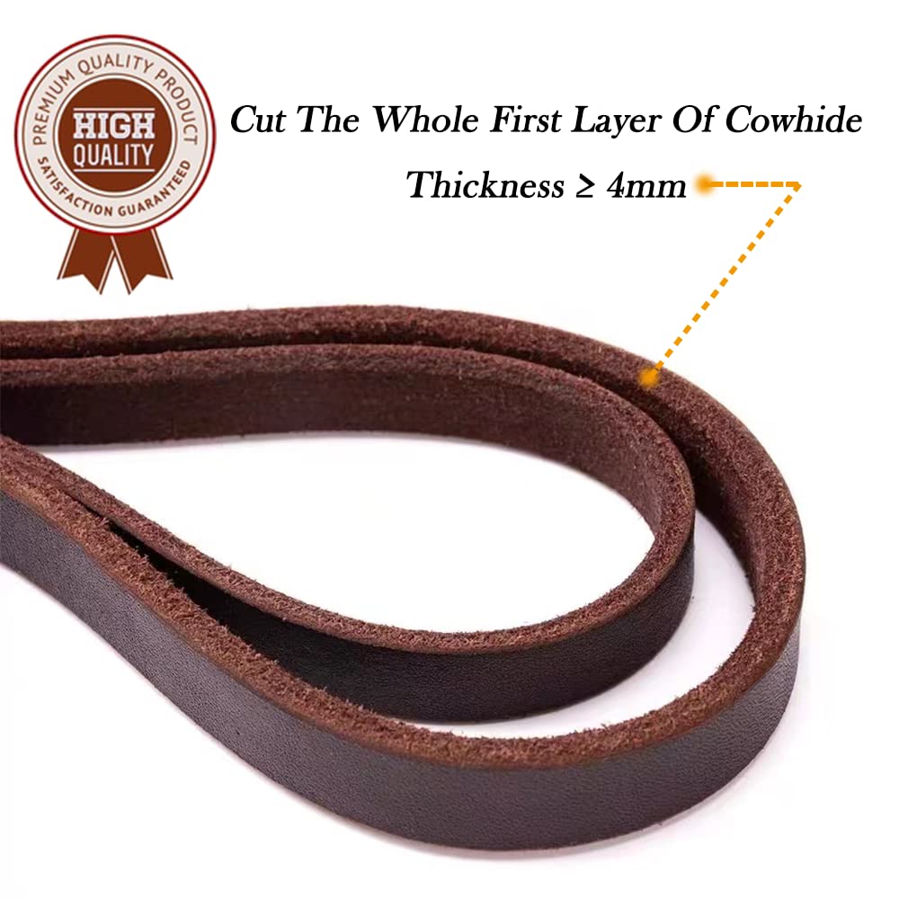 Premium 2FT Leather Dog Leash - 1/2 Inch Wide Short Training Leash for Small, Medium & Large Dogs | Durable Leather Dog Walking Leash for Obedience Training, Daily Walks & Outdoor Adventures