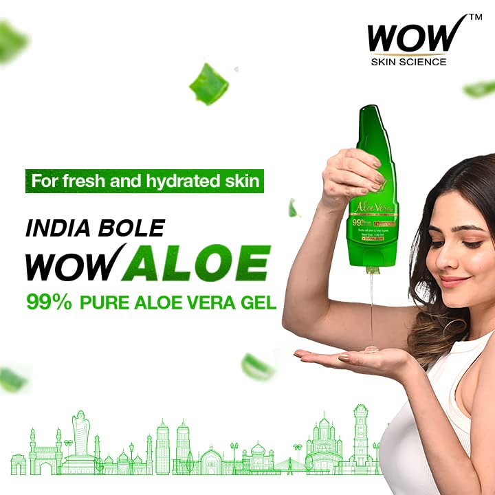 WOW Skin Science 99% Pure Aloe Vera Gel for Face, Skin & Hair - 150ml | Hydrating & Soothing Gel for Glowing Skin | Men & Women | Perfect for Sunburn Relief, After-Sun Care & Daily Moisturizing