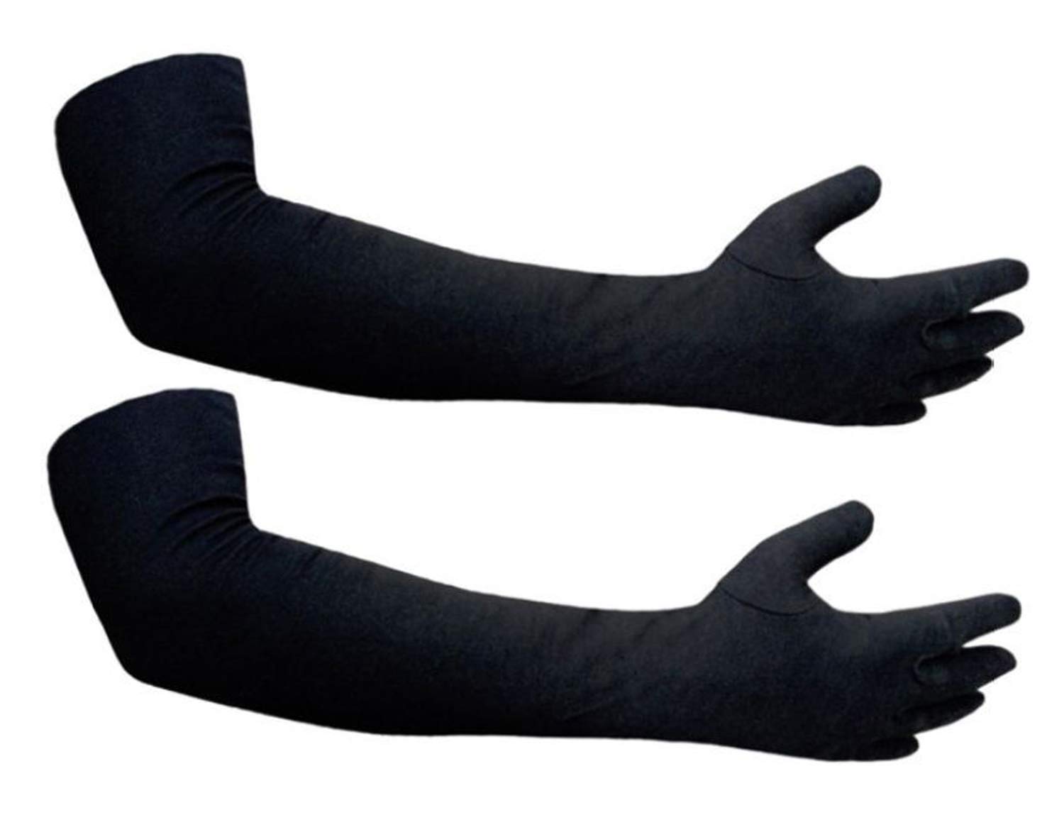NESVIB 2 Pairs Cotton Arm Sleeves (White & Black) - UV Sun Protection, Dust & Temperature Control Gloves for Men, Women & Kids | Perfect for Outdoor Sports, Driving, Cycling & Daily Sun Protection