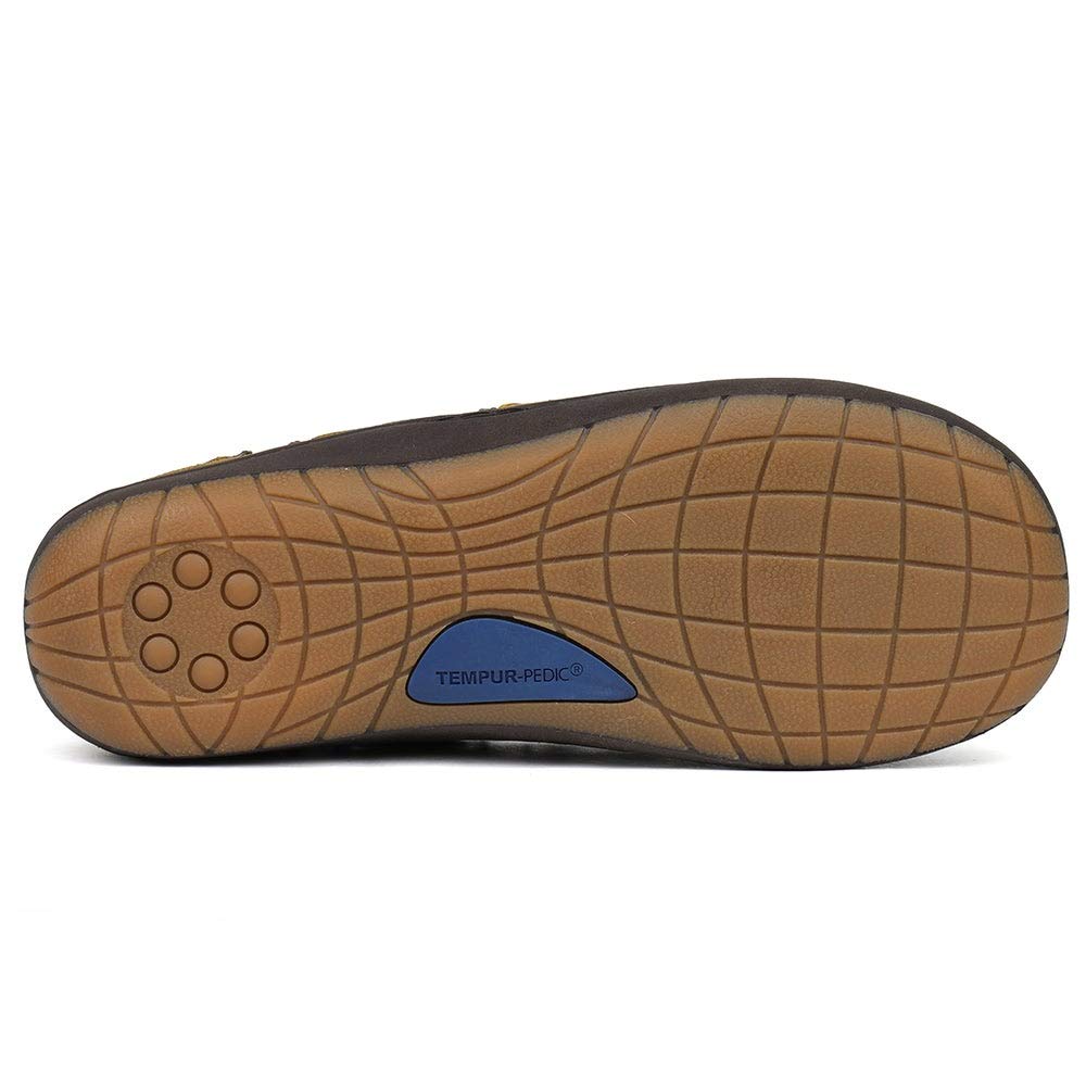Tempur-Pedic Men's Therman Moccasin Slippers - Comfortable Indoor/Outdoor House Shoes for Relaxation & Lounging - Black