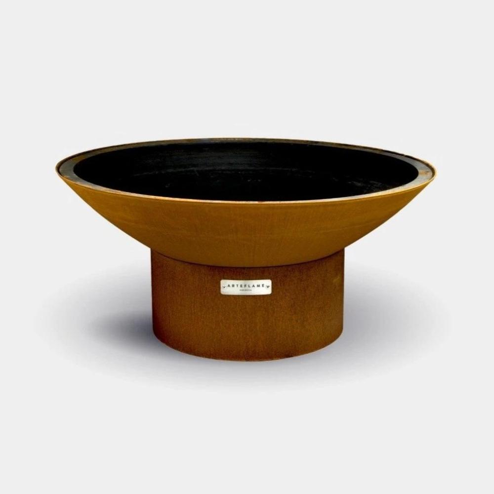 Arteflame 18-Inch Corten Steel Fire Pit with Low Round Base - Perfect for Backyard Gatherings, Patio Decor & Outdoor Camping