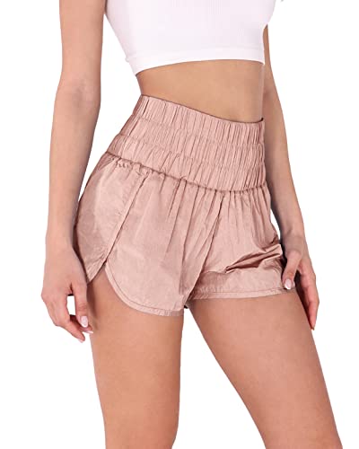 ODODOS Women's High Waist Athletic Shorts - Quick Dry, Elastic Waistband, Mesh Back Pocket for Running, Workout & Casual Wear | Perfect for Gym, Yoga & Outdoor Activities