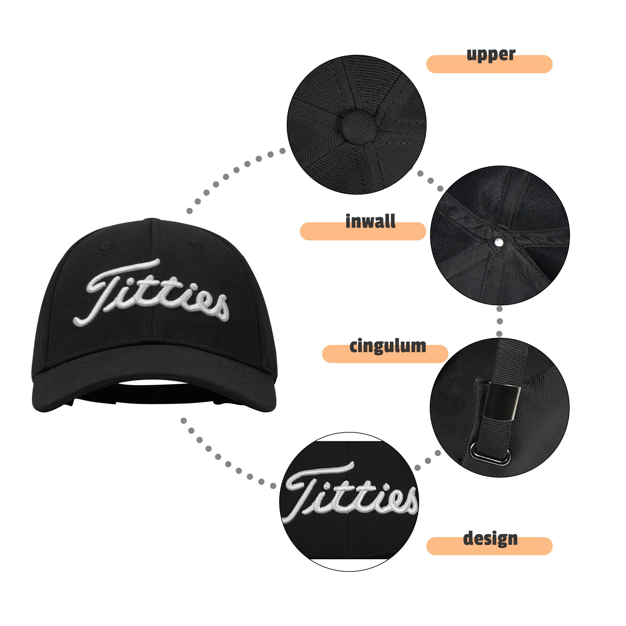 Bamveio Funny Golf Hats for Men & Women - White & Black Titliest Cap | Perfect for Golfing, Outdoor Sports & Casual Wear