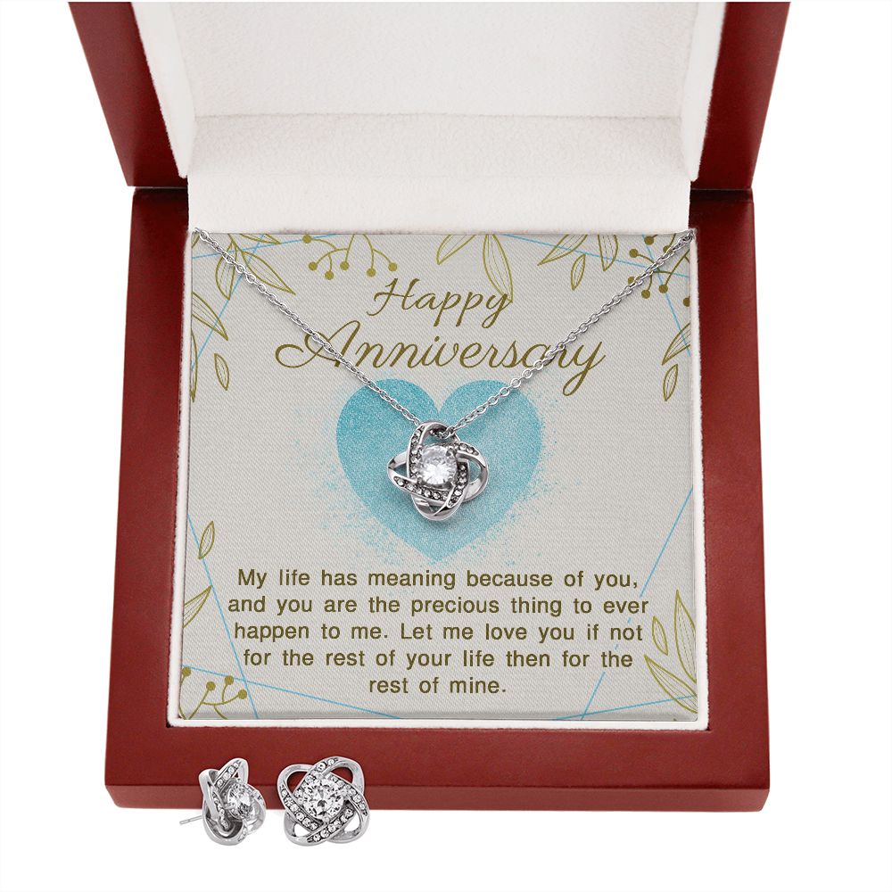 Elegant Love Knot Jewelry Set for Women - Sterling Silver Necklace & Earrings Anniversary Gift for Her | Perfect for Valentine's Day, Birthday & Romantic Occasions
