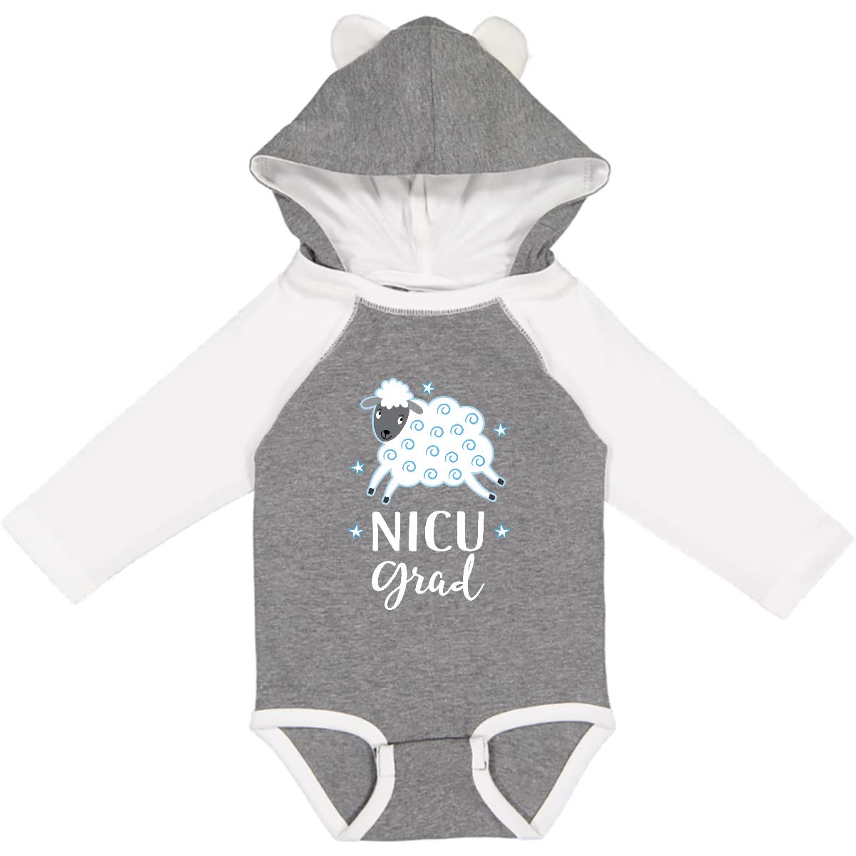 Inktastic NICU Graduate Baby Boy Lamb Long Sleeve Bodysuit - Soft Cotton Onesie for Newborns, Preemies & NICU Graduates - Perfect for Hospital Photos, First Outfits & Special Occasions