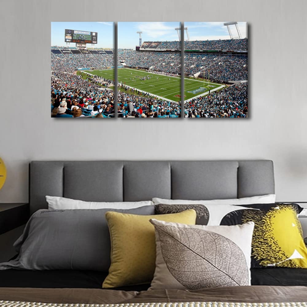 3-Piece TIAA Bank Field Football Stadium Canvas Wall Art - Jacksonville Jaguars Wooden Framed Posters (72