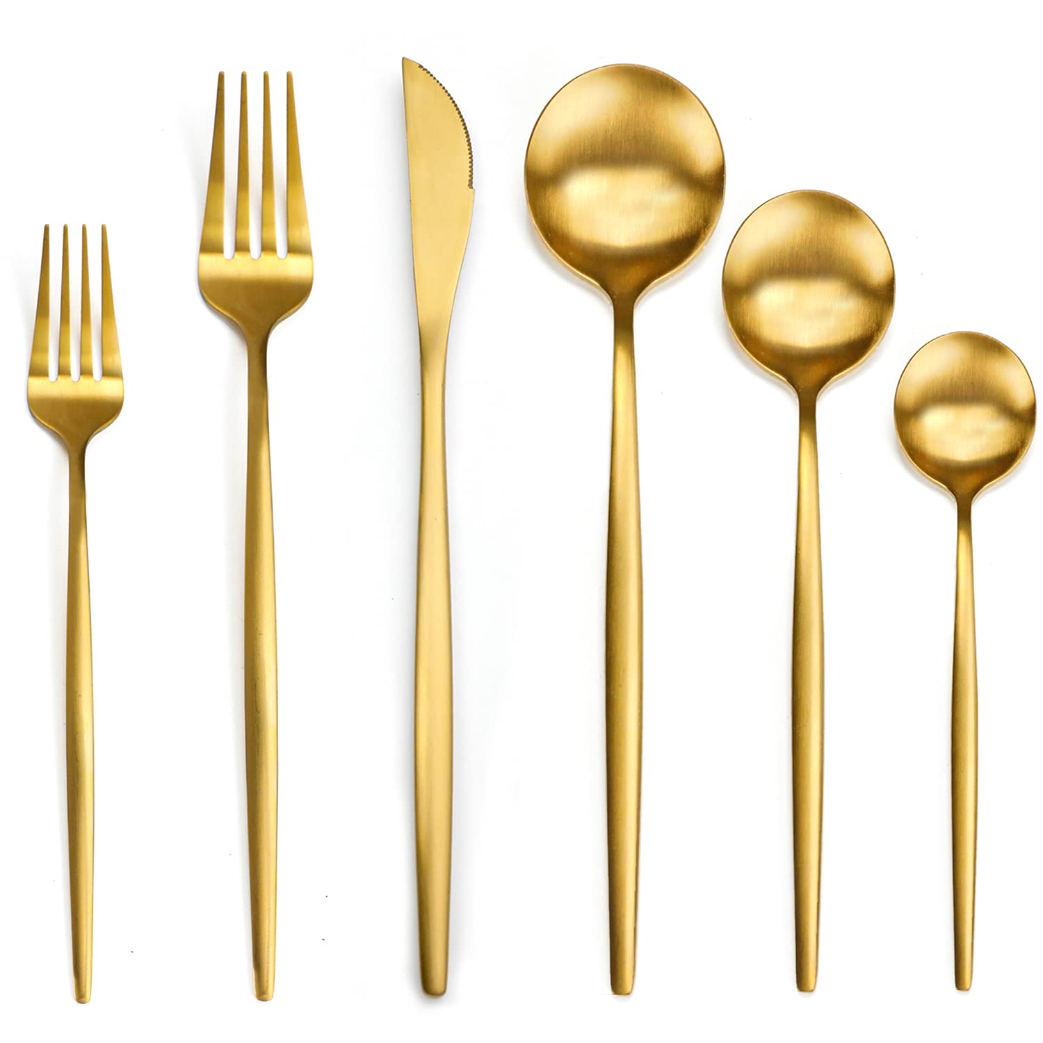 36-Piece Modern Matte Gold Silverware Set - Stainless Steel Flatware Set for 6, Elegant Tableware Cutlery Set - Perfect for Housewarming, Wedding & Anniversary Gifts - Ideal for Dinner Parties, Holiday Meals & Special Occasions
