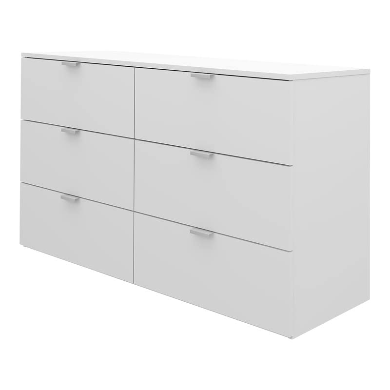 Modern 6-Drawer Wood Dresser for Bedroom - Hillsdale Delmar Matte White Dresser | Stylish Storage Solution for Master Bedroom, Guest Room & Nursery Organization
