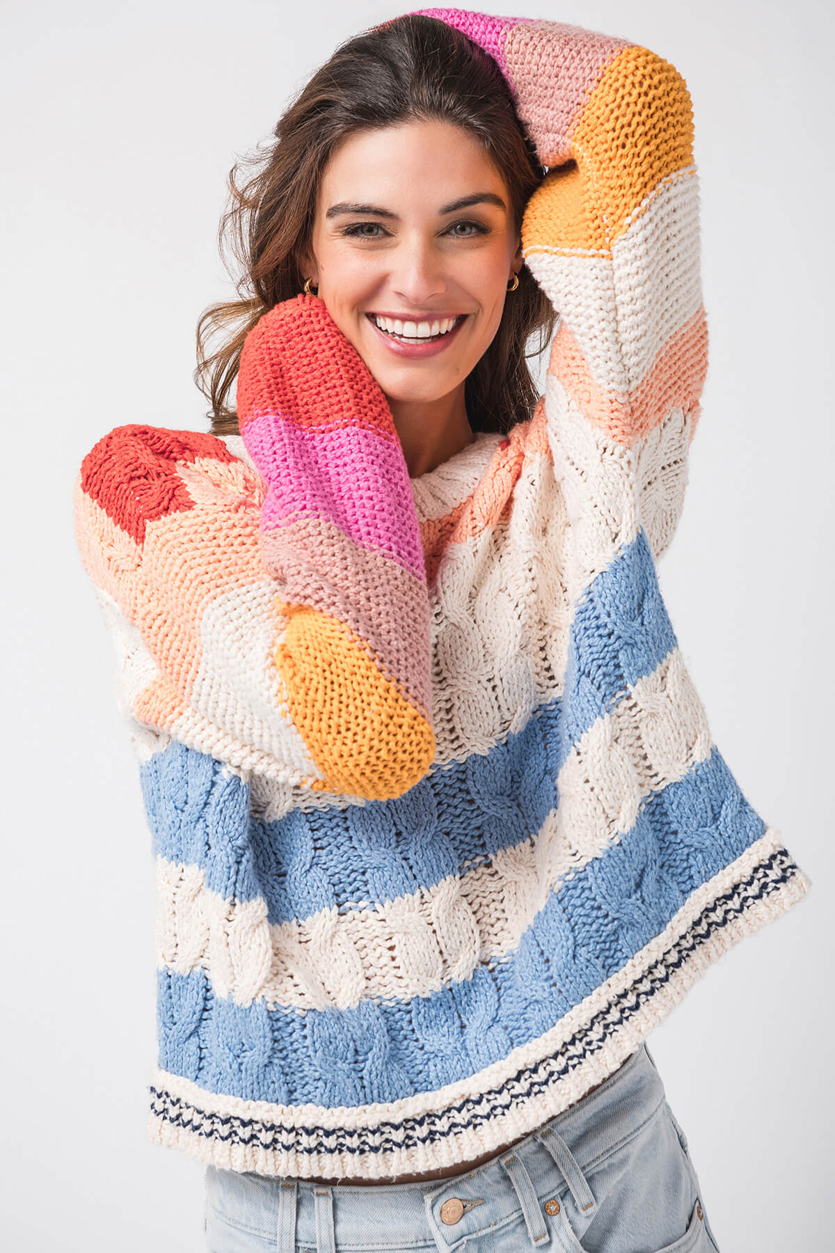 By Together Multi Striped Sweater - Women's Fashion Knit Pullover for Fall & Winter | Cozy Casual Wear for Office, Date Night & Weekend Outings