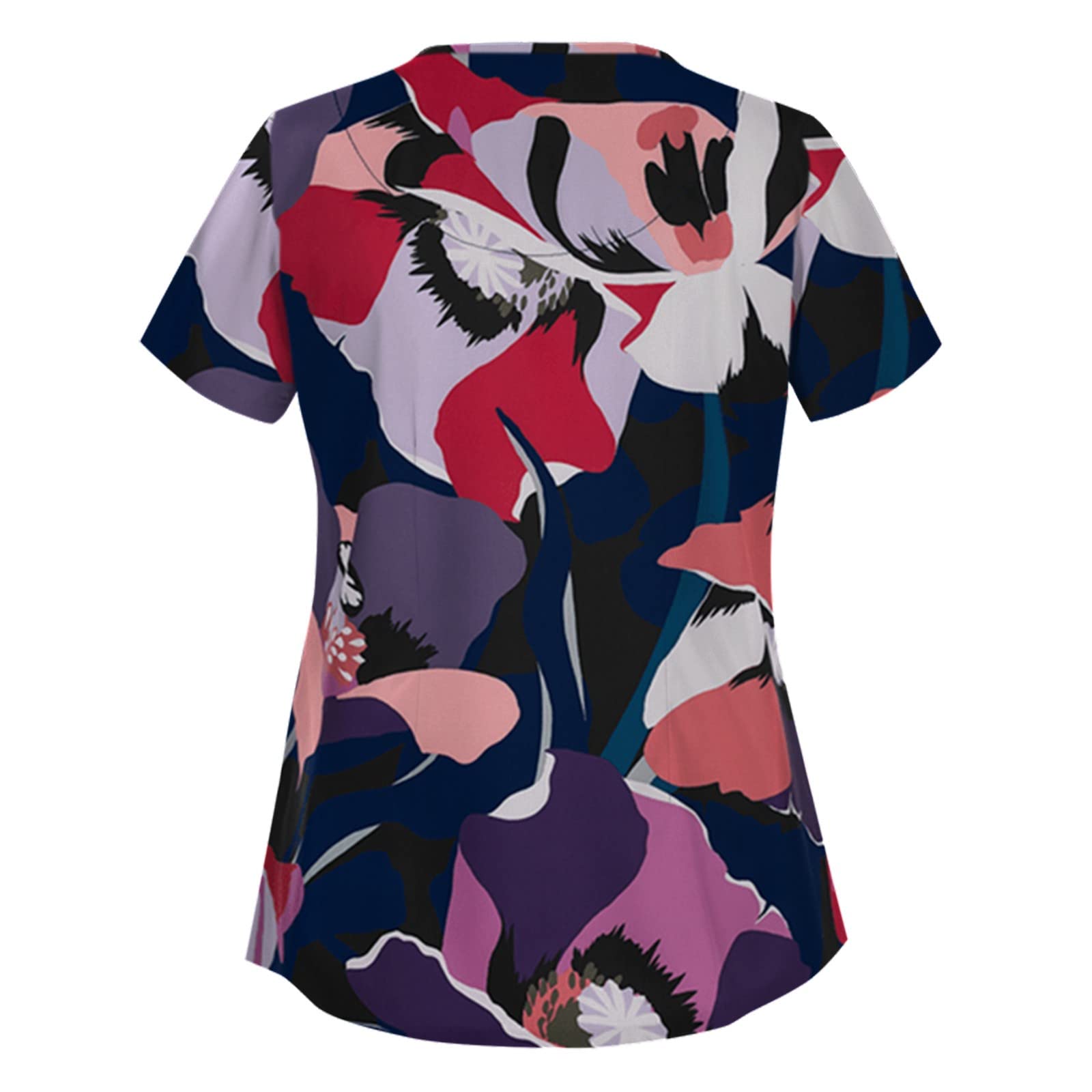 Women's Floral Print Loose Fit Tunic T-Shirt - Casual Work Utility Top Blouse - Comfortable Irregular Fit Tee for Office, Weekend & Summer Outfits