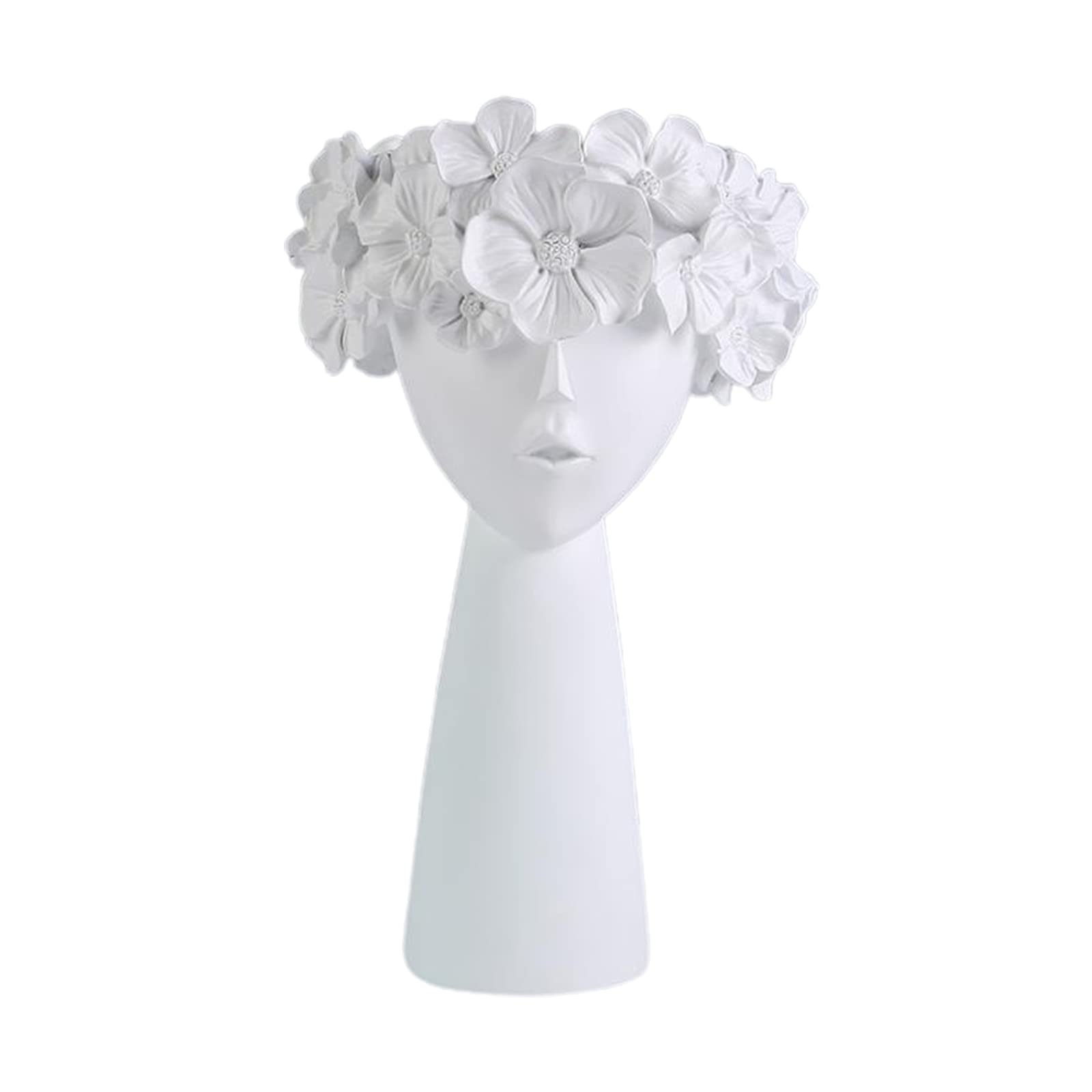 Cute Resin Girl Character Vase - Artificial Flower & Succulent Planter - Home Decor Art Vase for Living Room, Bedroom, Office (White)
