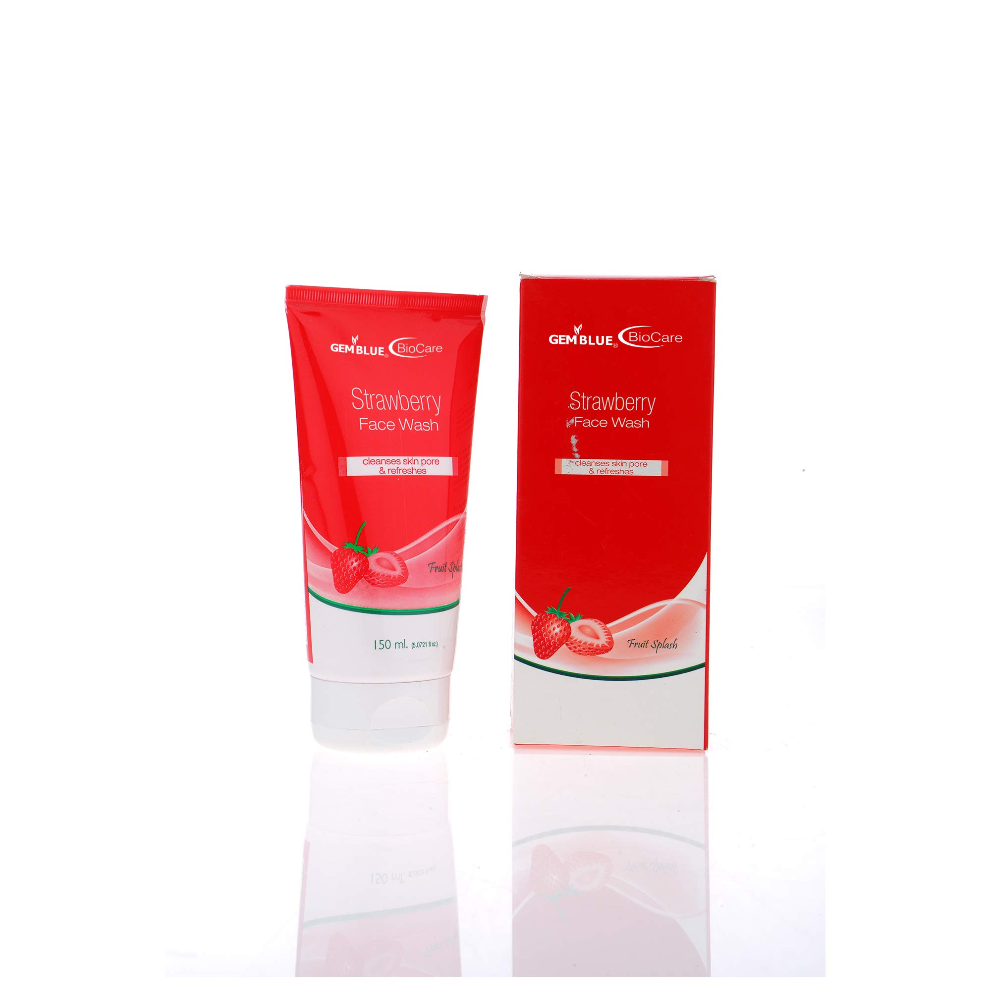 Gemblue Biocare Strawberry Face Wash for Oily & Acne-Prone Skin | Sulfate-Free, Natural Oil Cleanser with Anti-Acne Formula | Gentle for Men & Women (150ml) | Perfect for Daily Skincare Routine & Blemish Control
