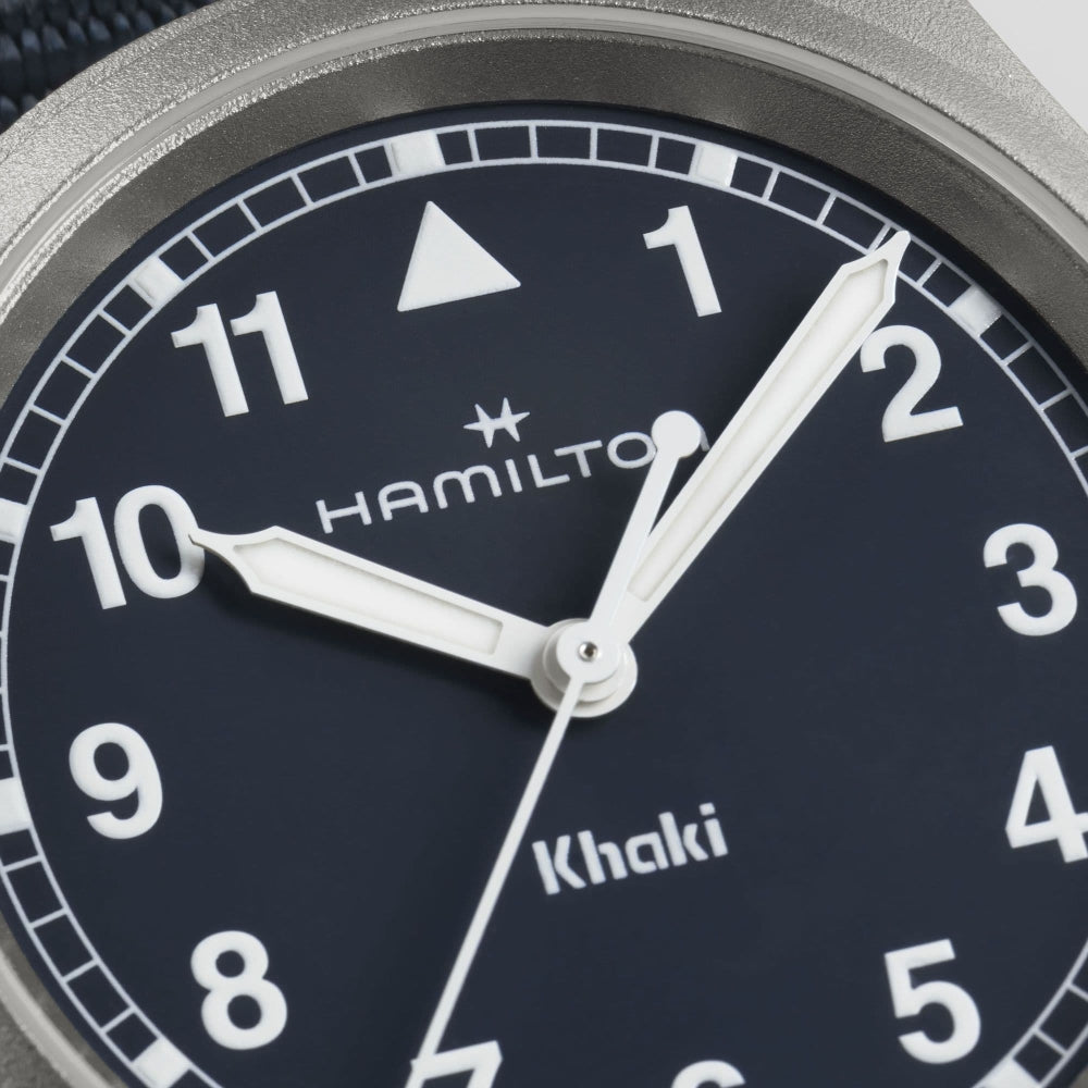 Khaki Field Quartz 33mm Watch with Blue Dial and Two-Piece Strap - Perfect for Outdoor Adventures, Casual Wear & Everyday Use