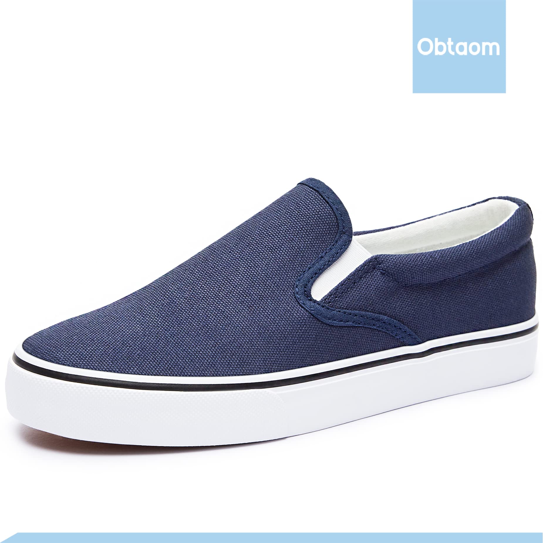 Obtaom Women's White Sneakers & Black Slip-On Shoes - Low Top Canvas Loafers for Casual Wear, Walking & Everyday Comfort