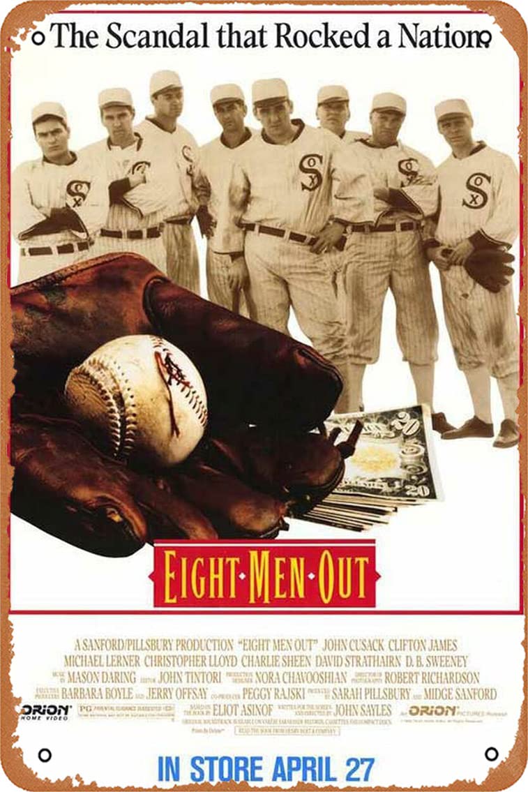 Vintage Retro Metal Tin Sign - Eight Men Out Movie Poster 8x12 Inch, Home Bar & Coffee Shop Decor, Unique Gift for Movie Lovers | Perfect for Man Cave, Sports Bars & Baseball Fan Collections