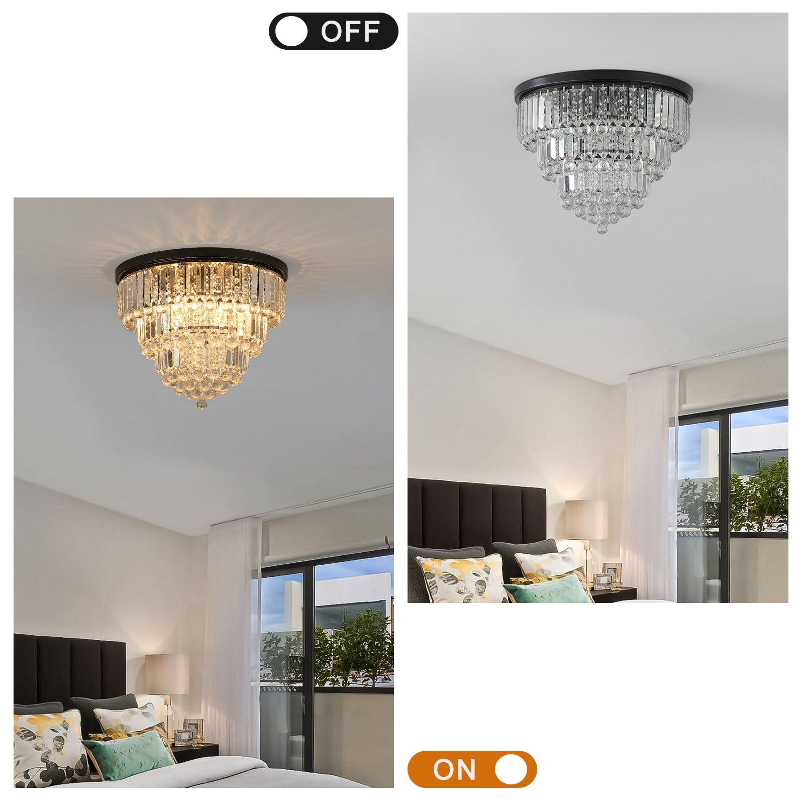 Luxury Modern Black Crystal Chandelier - Large Ceiling Light Fixture for Dining Room, Living Room, Bedroom - Elegant Home Lighting for Parties & Romantic Dinners
