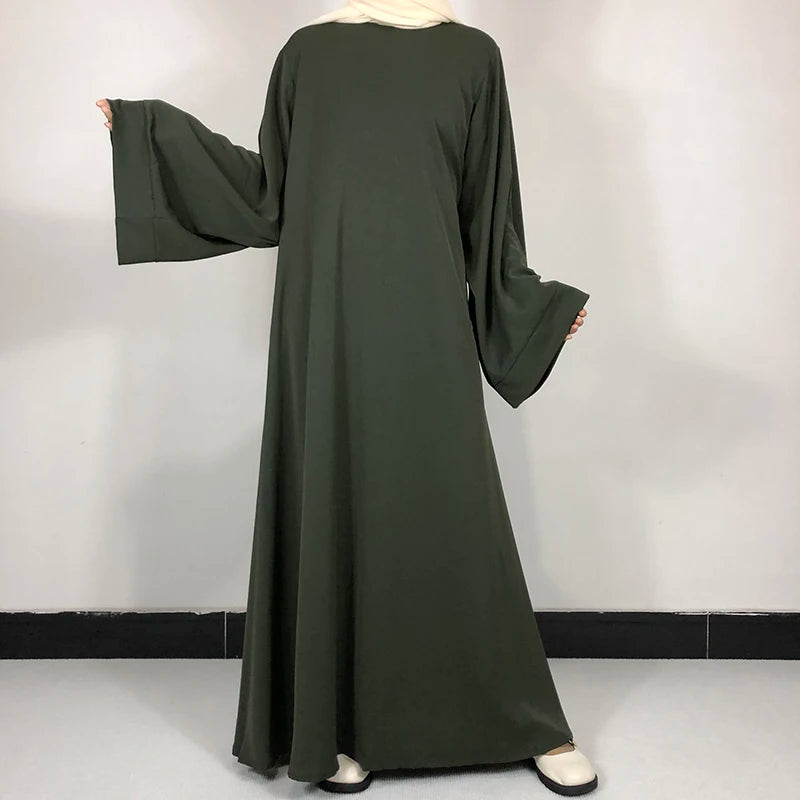 Basic Plain Nida Abaya with Free Belt - Modest Muslim Dress for Women - Perfect for Prayer, Eid, and Special Occasions