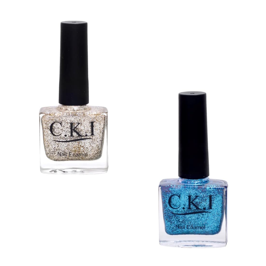 C.K.I Nail Polish Set - 2 Pack Premium Glossy Nail Enamel in Ocean Blue & Gold | Paraben-Free, Long-Lasting, Splashproof & Fade Resistant | Perfect for Parties, Weddings & Special Occasions