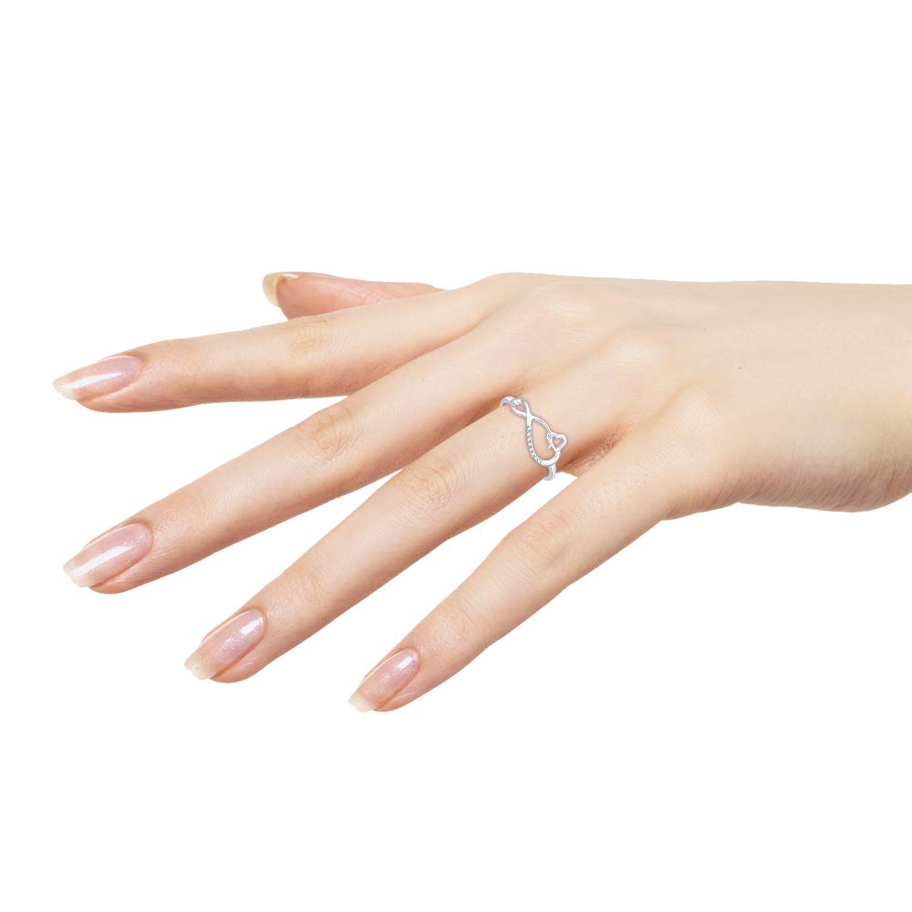 Sterling Silver Infinity Heart Ring with Diamond Accent (G-H, I2-I3) - Perfect for Valentine's Day, Anniversary & Romantic Gifts