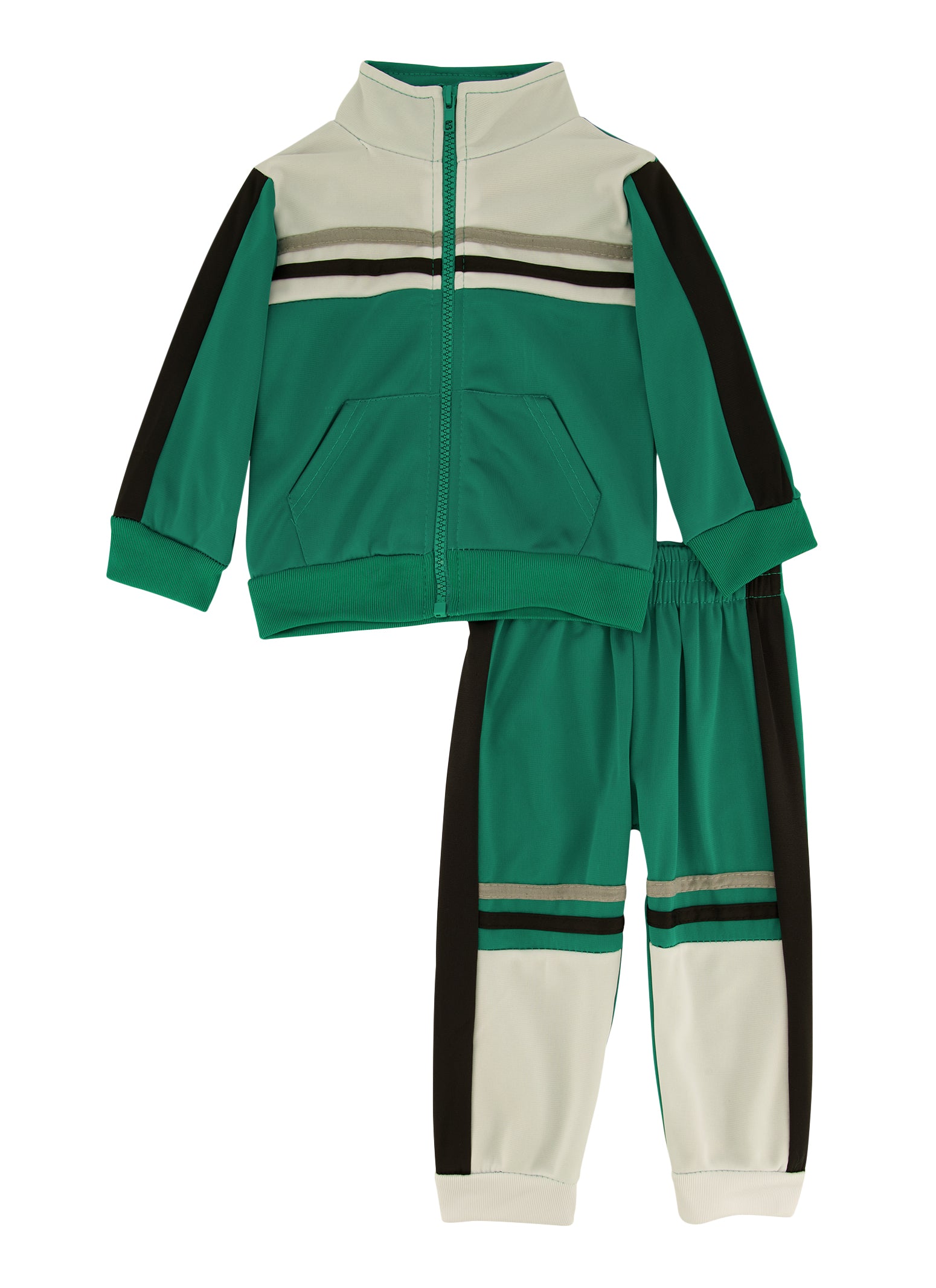 **Baby Boys 12-24 Months Color Block Track Jacket & Joggers Set - Cute Outfit for Playdates & Outdoor Activities**