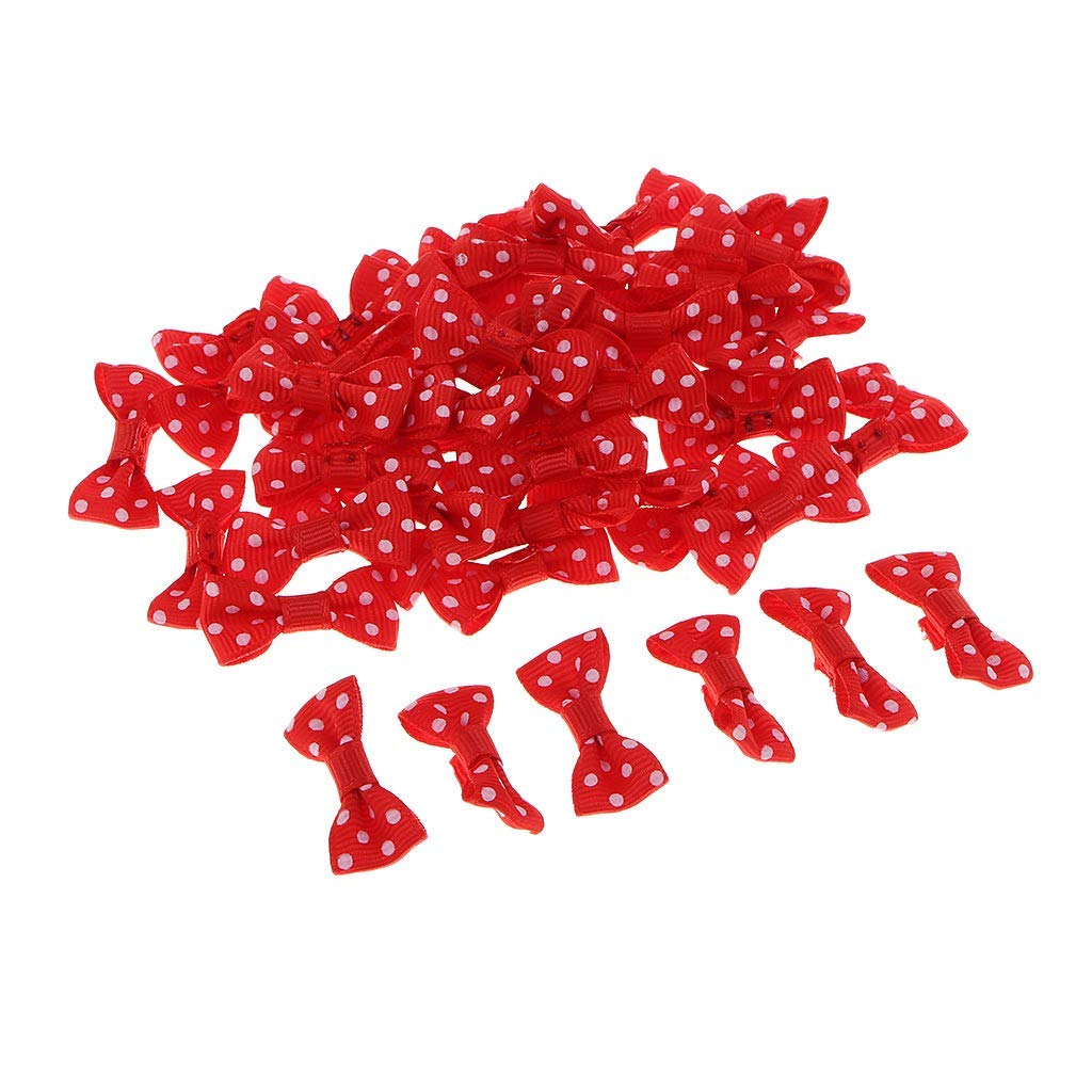 50pcs Mini Polka Dot Bows for Wedding, Birthday & Gift Wrapping - Red