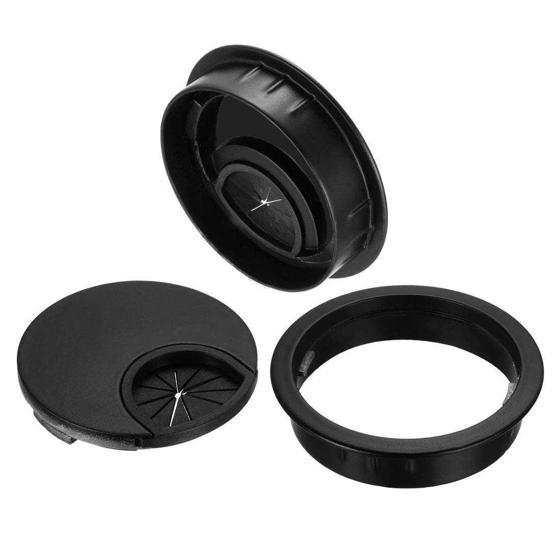 uxcell 2.1Inch/53mm Zinc Alloy Cable Hole Cover - Black Desk Wire Cord Grommet for Office PC Cable Management - Perfect for Home & Office Desk Organization