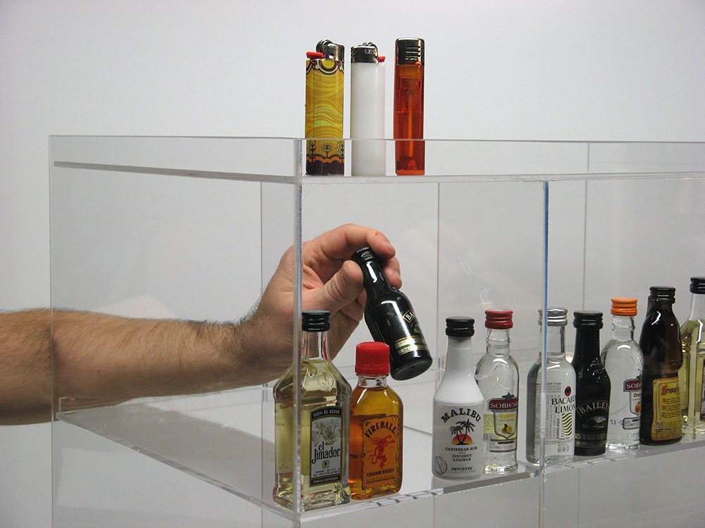 50ml Mini Liquor Sampler Bottles - Clear Commercial Display for Shots, Airplane Bottles & POS Items - Perfect for Bars, Restaurants & Retail Stores