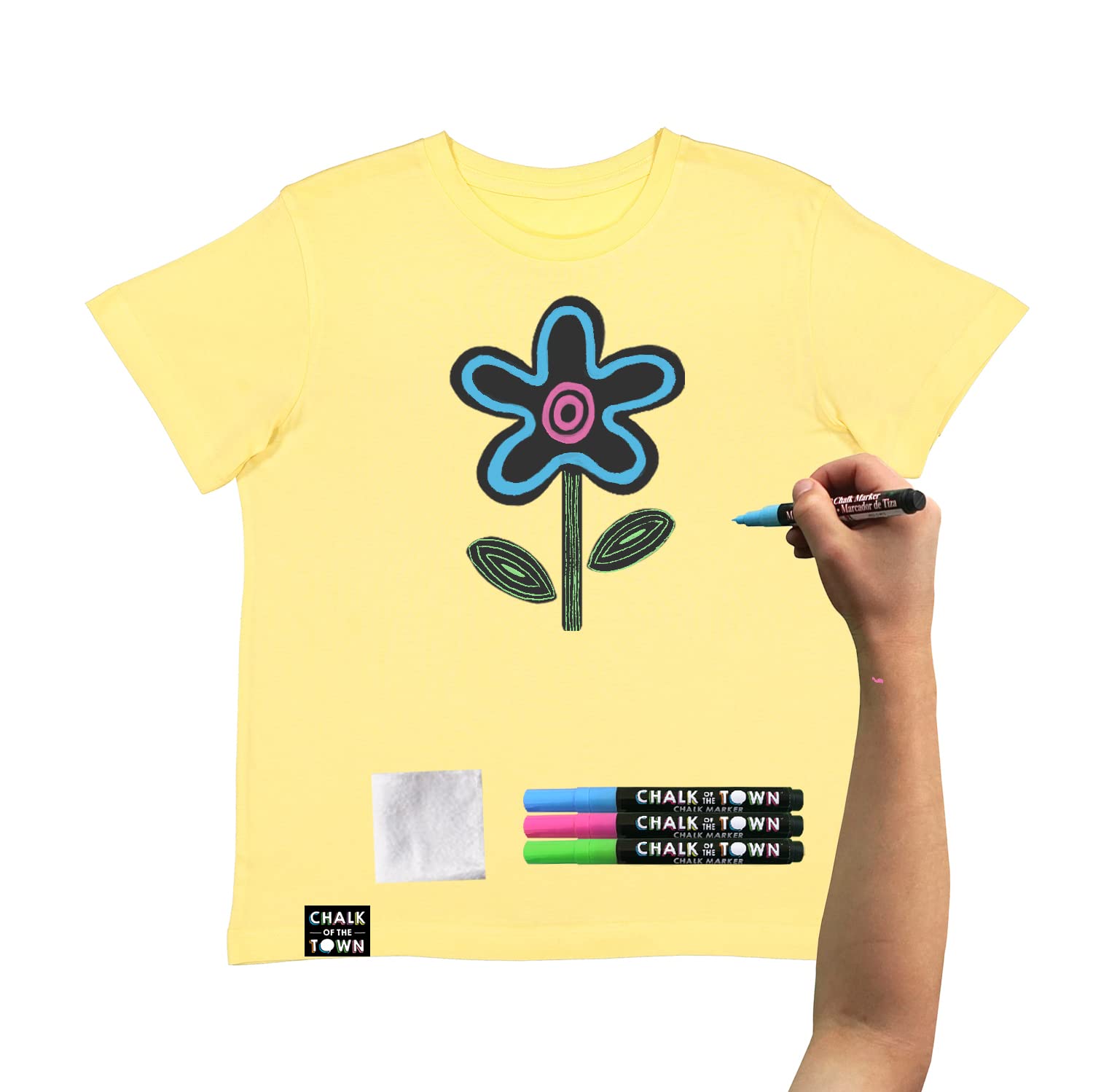 Chalk of the Town Sunny Flower Short Sleeve T-Shirt Kit - Women's Floral Graphic Tee for Casual Wear, Summer Outfits & Gift Giving