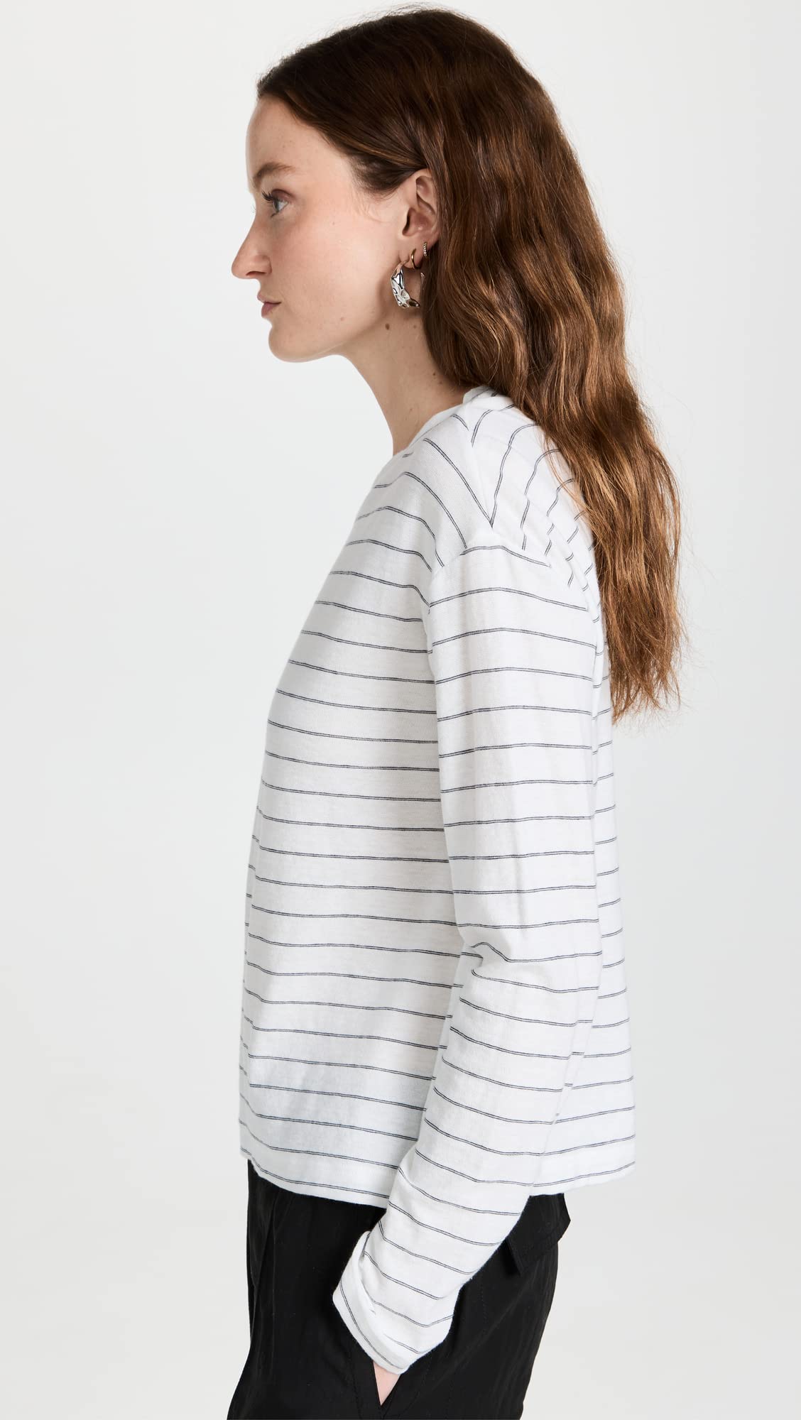 Vince Women's Striped Long Sleeve Pullover Sweater - Casual Knit Top for Fall & Winter, Perfect for Office, Date Night and Weekend Outings