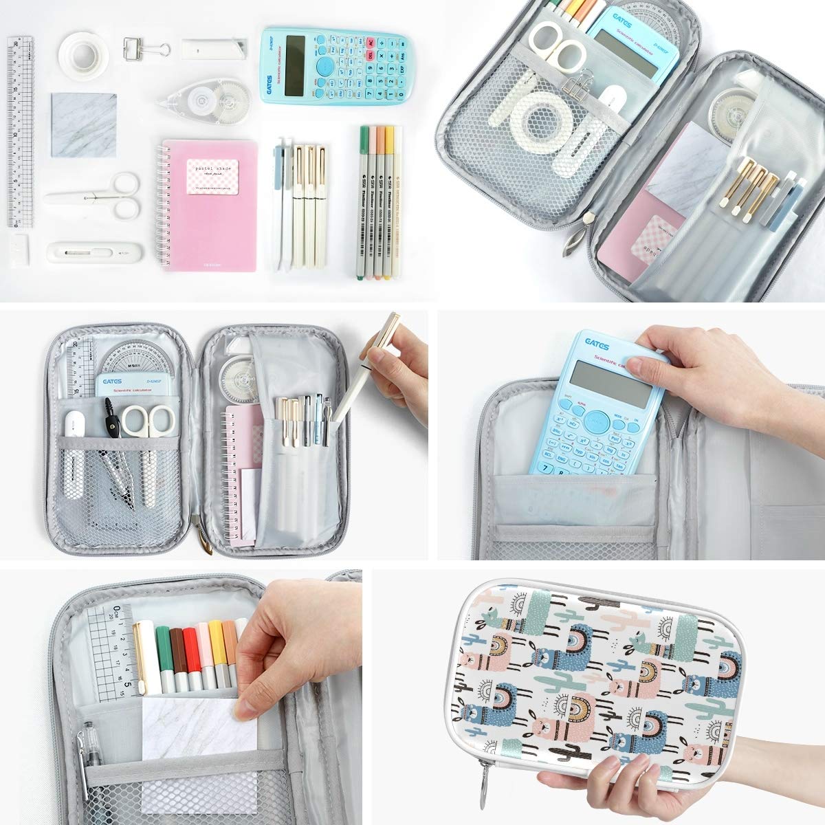ZZKKO Animal Llama Zipper Pencil Case - Cute Stationery Organizer for School & Office Supplies, Makeup Pouch & Cosmetic Bag - Perfect for Students, Artists & Travel Accessories Storage