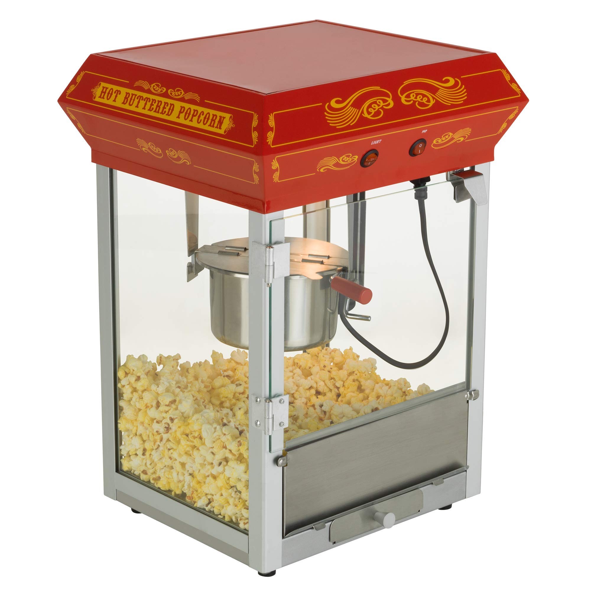 Funtime FT421CR Vintage Carnival-Style 4-Oz Red Hot Oil Popcorn Popper Machine - Perfect for Movie Nights, Parties & Home Theater Snacks