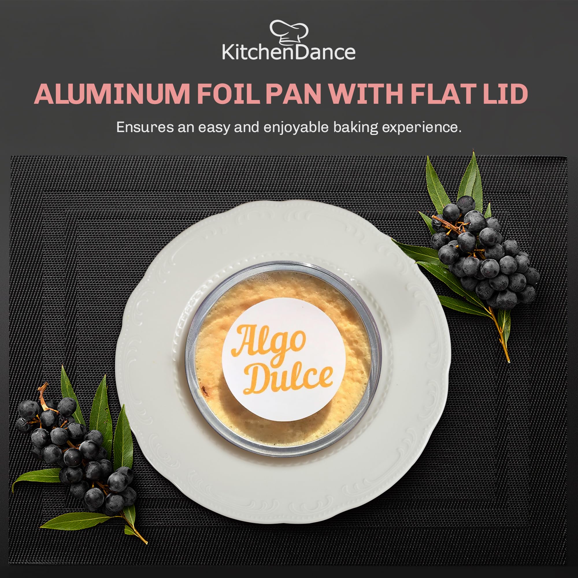 KitchenDance 4oz Disposable Aluminum Baking Cups with Lids - 1000 Pack Red Colored Foil Pans for Creme Brulee, Flan, Cupcakes - Perfect for Baking, Cooking, Meal Prep & Party Serving