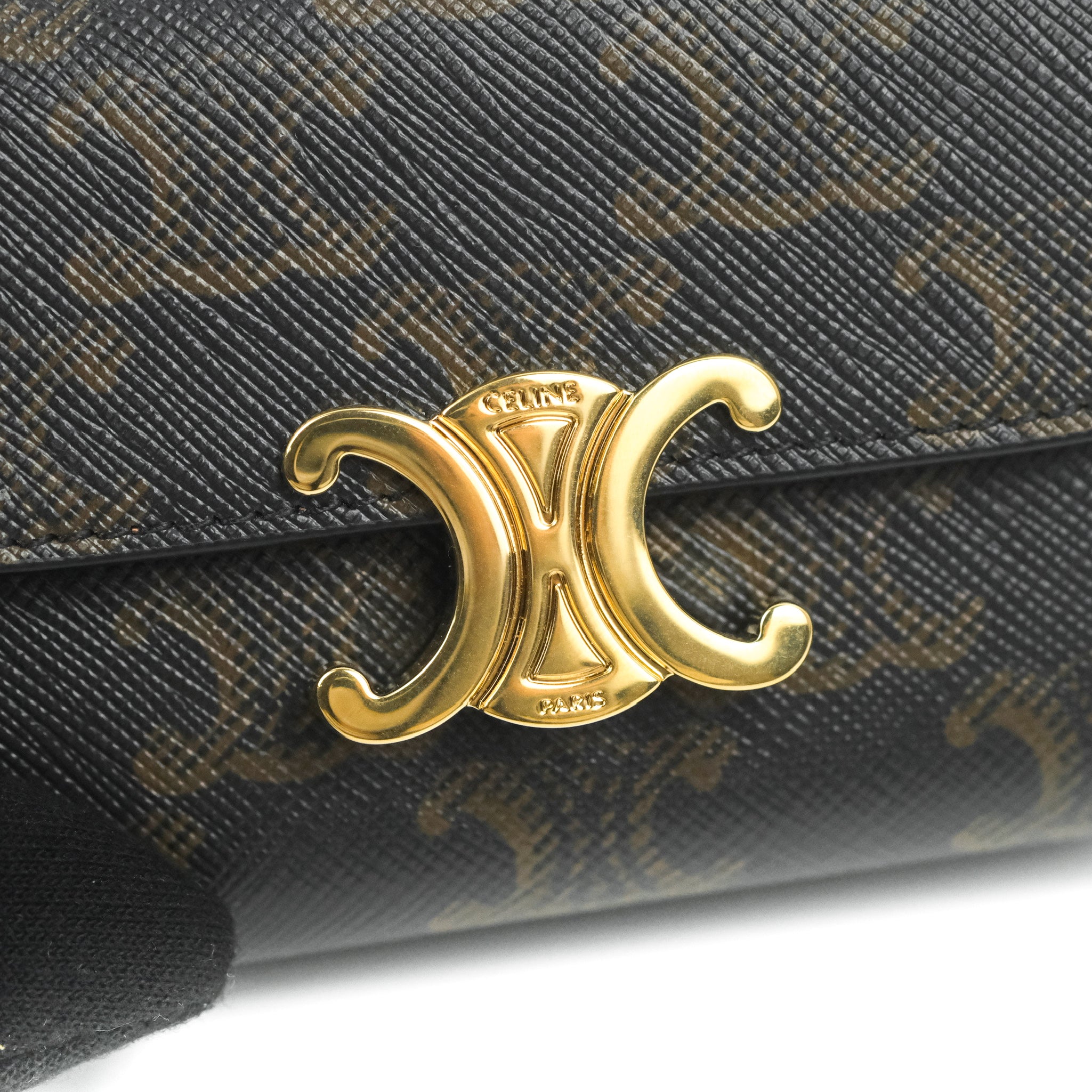 Celine Triomphe Canvas Wallet in Tan Lambskin Leather - Luxury Women's Crossbody Wallet for Everyday Use & Travel