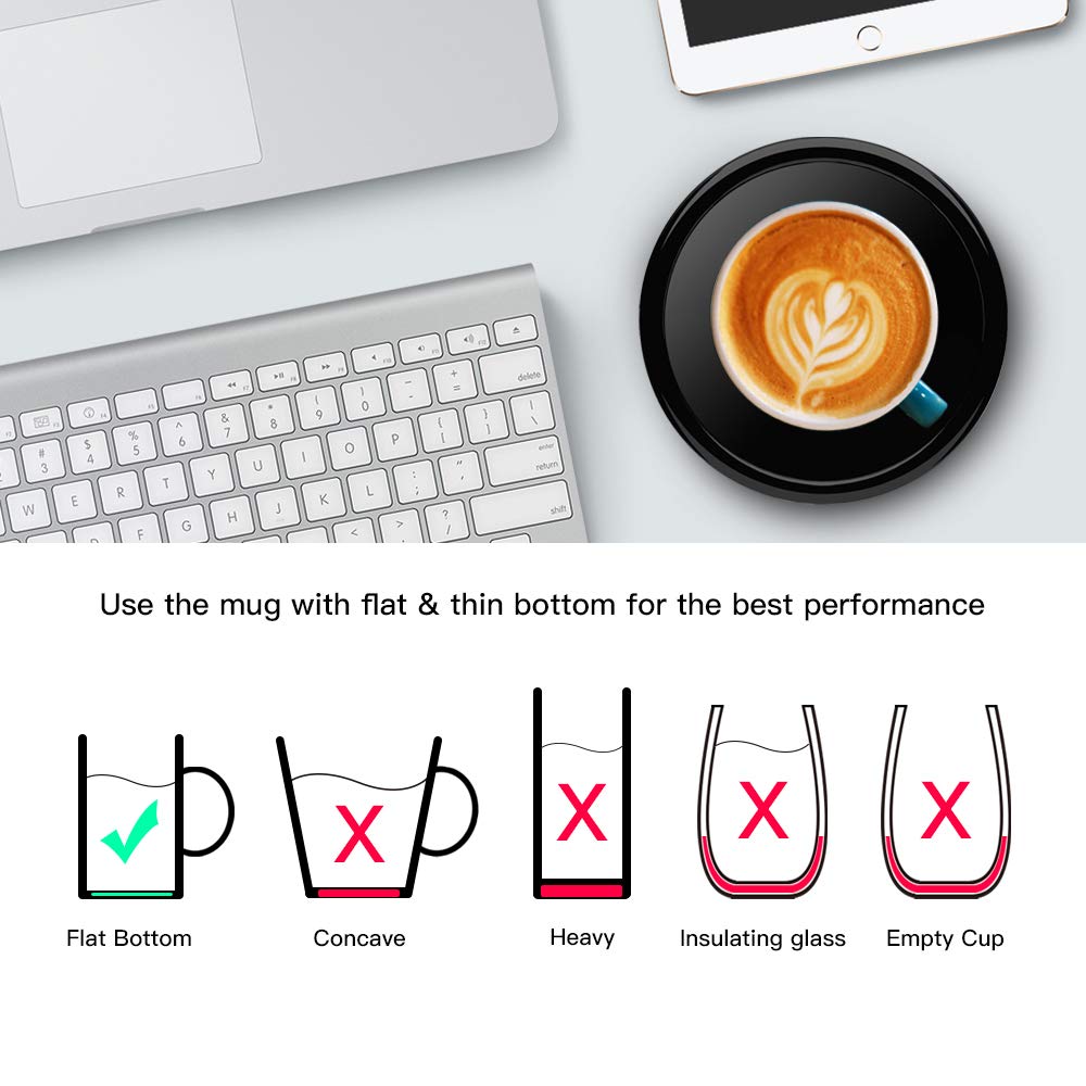 BestInkKits Smart Coffee Cup Warmer Set - Auto On/Off Gravity-Induction Mug Warmer for Office & Home Use, 14oz Wax Warmer Heating Plate (Up to 131°F/55°C) - Perfect for Keeping Coffee, Tea, or Wax Melts Warm at Your Desk