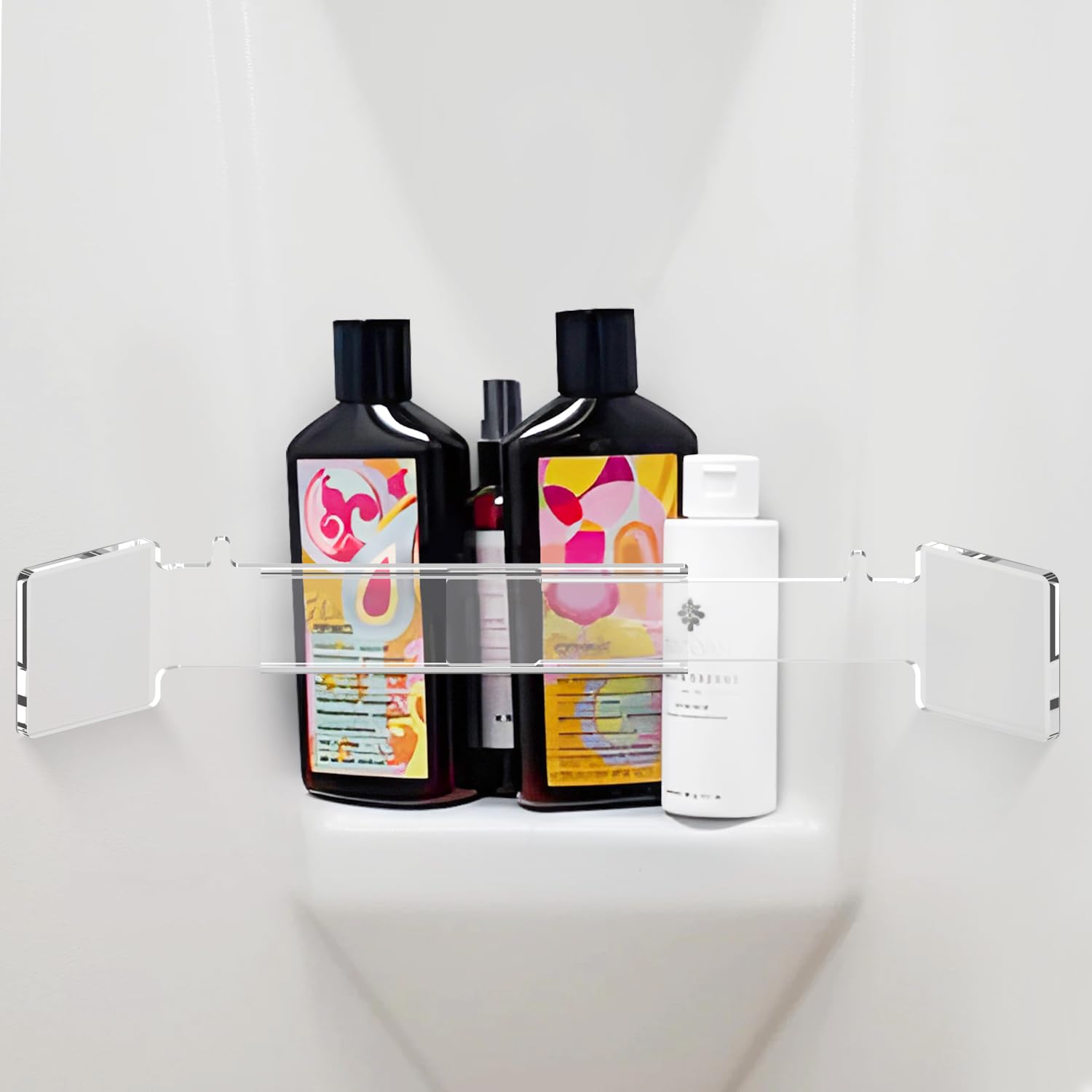 3 Pack Adjustable Clear Shower Corner Storage Bars with 2 Razor Hangers - RV & Camper Must Have Accessories for Bathroom Organization - Perfect for Small Spaces in RVs, Trailers, and Tiny Homes
