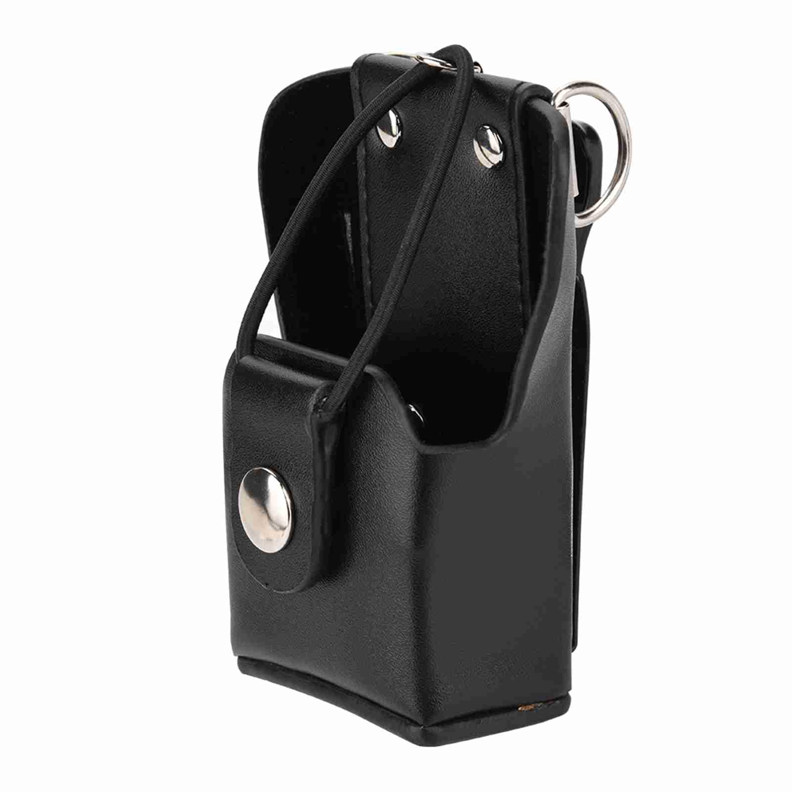 Durable Leather Case Holder for Two-Way Radios - Compatible with Motorola GP328plus, GP338plug, GP344, GP388 - Heavy Duty Holster with Lanyard for Secure Carrying - Perfect for Construction, Security & Outdoor Communication