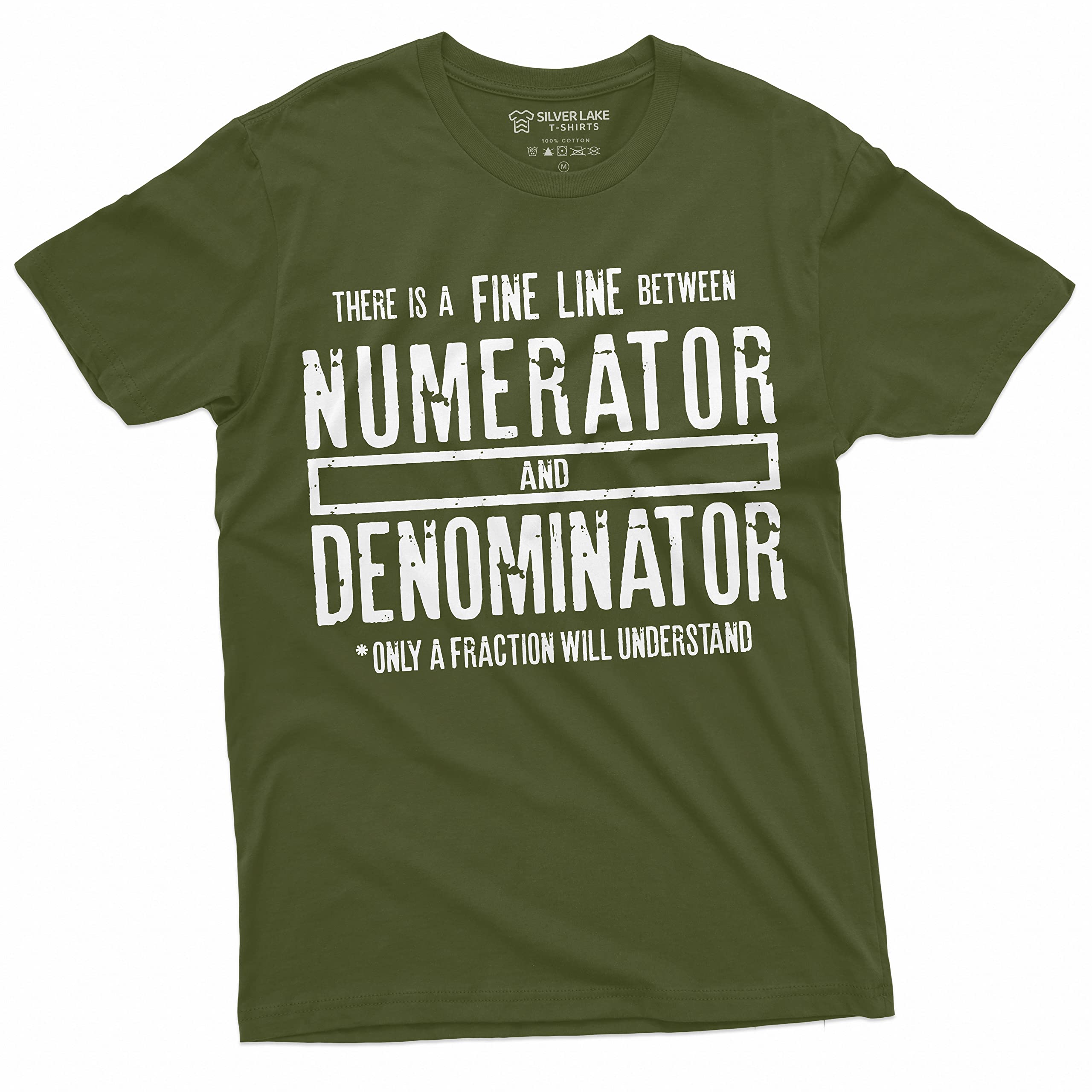 Funny Math Numerator Denominator T-Shirt | Silver Lake Mathematics Teacher & School Geek Tee | Perfect for STEM Class, Nerdy Gifts & Science Lovers