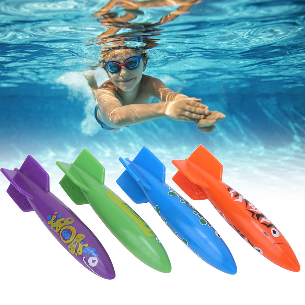 **4Pcs PVC Underwater Diving Torpedo Toys for Kids - Fun Pool Games, Swimming Teaching Aid & Water Play Set - Perfect for Backyard Pools, Beach Trips & Swim Lessons**