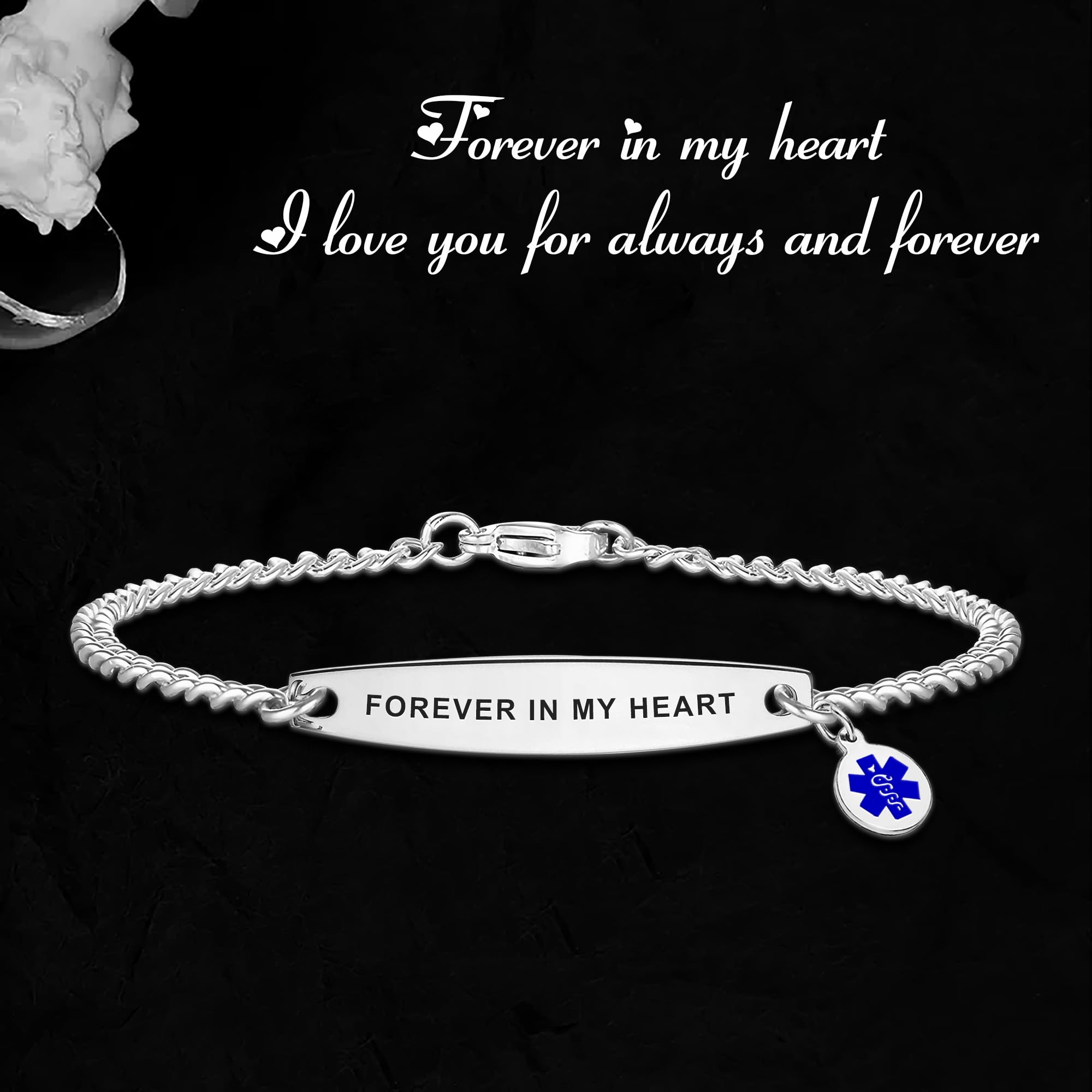 Personalized Stainless Steel Medical Alert Bracelet for Women & Men - Custom Medical ID Wristband for Emergency Situations - Perfect Gift for Mom, Dad, Seniors - Ideal for Daily Wear, Travel & Outdoor Activities