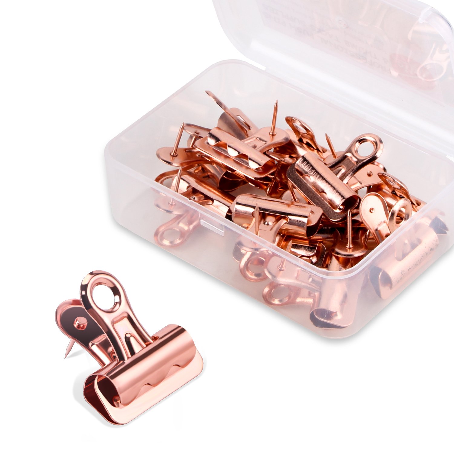 Yalis 15-Pack Push Pins Clips - No-Hole Paper Clips for Cork Boards & Photo Walls - Rose Gold Office & Home Decor Supplies for Bulletin Boards, Memo Boards & DIY Projects